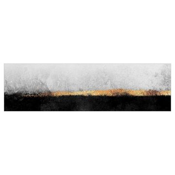 Bilderdepot24 Küchenrückwand schwarz-weiß dekor Aquarell Kunst Muster Abstrakter Goldener Horizont, (1-tlg., Nischenrückwand - für Fliesenspiegel ohne Bohren - matt), Spritzschutz Rückwand Küche Herd - Folie selbstklebend versch. Größen