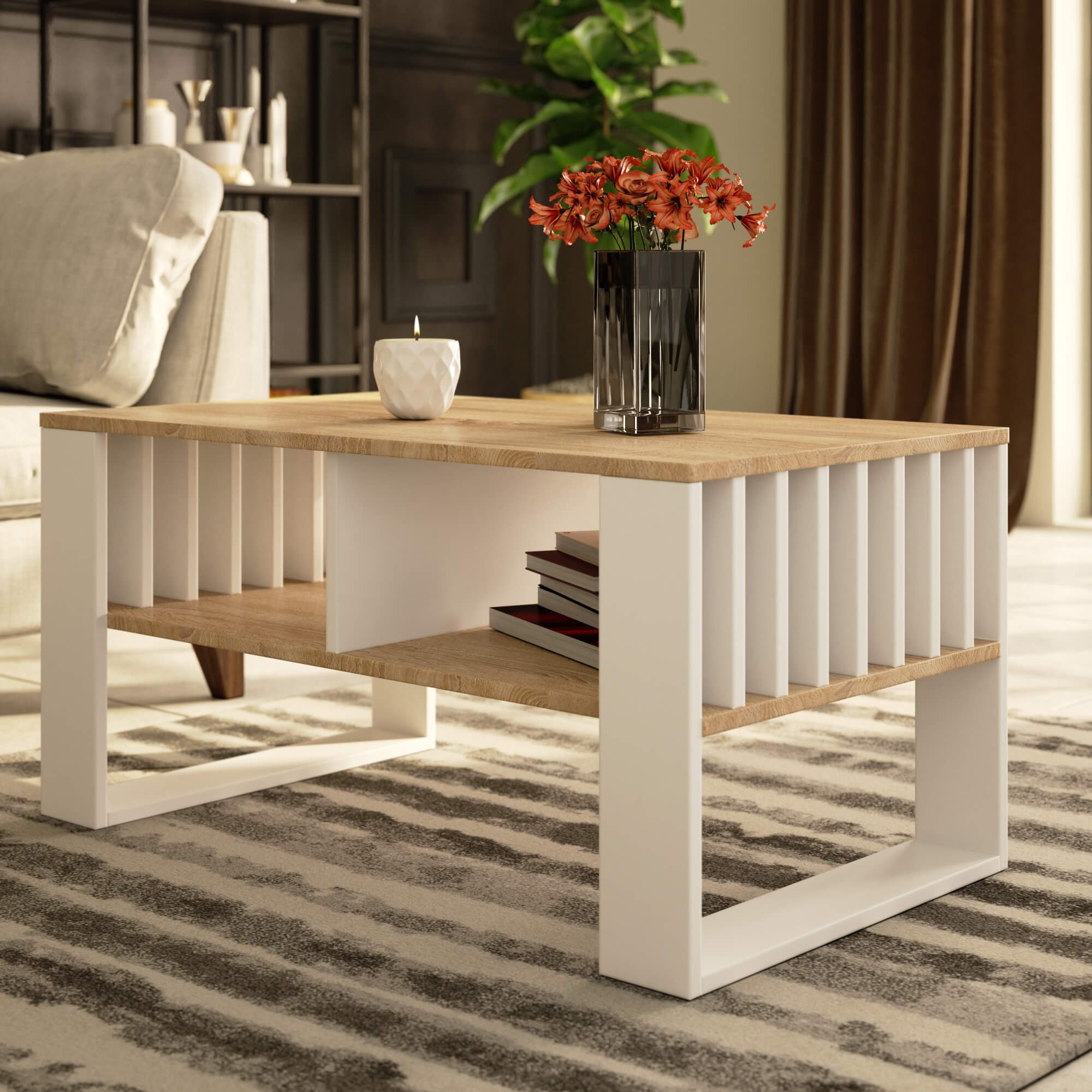 Raumhirsch Furniture Couchtisch Moderner Sofatisch (Kaffeetisch, Wohnzimmertisch 92×50x45 cm), Beistelltisch in 5 Farben – Bild 5 von 5