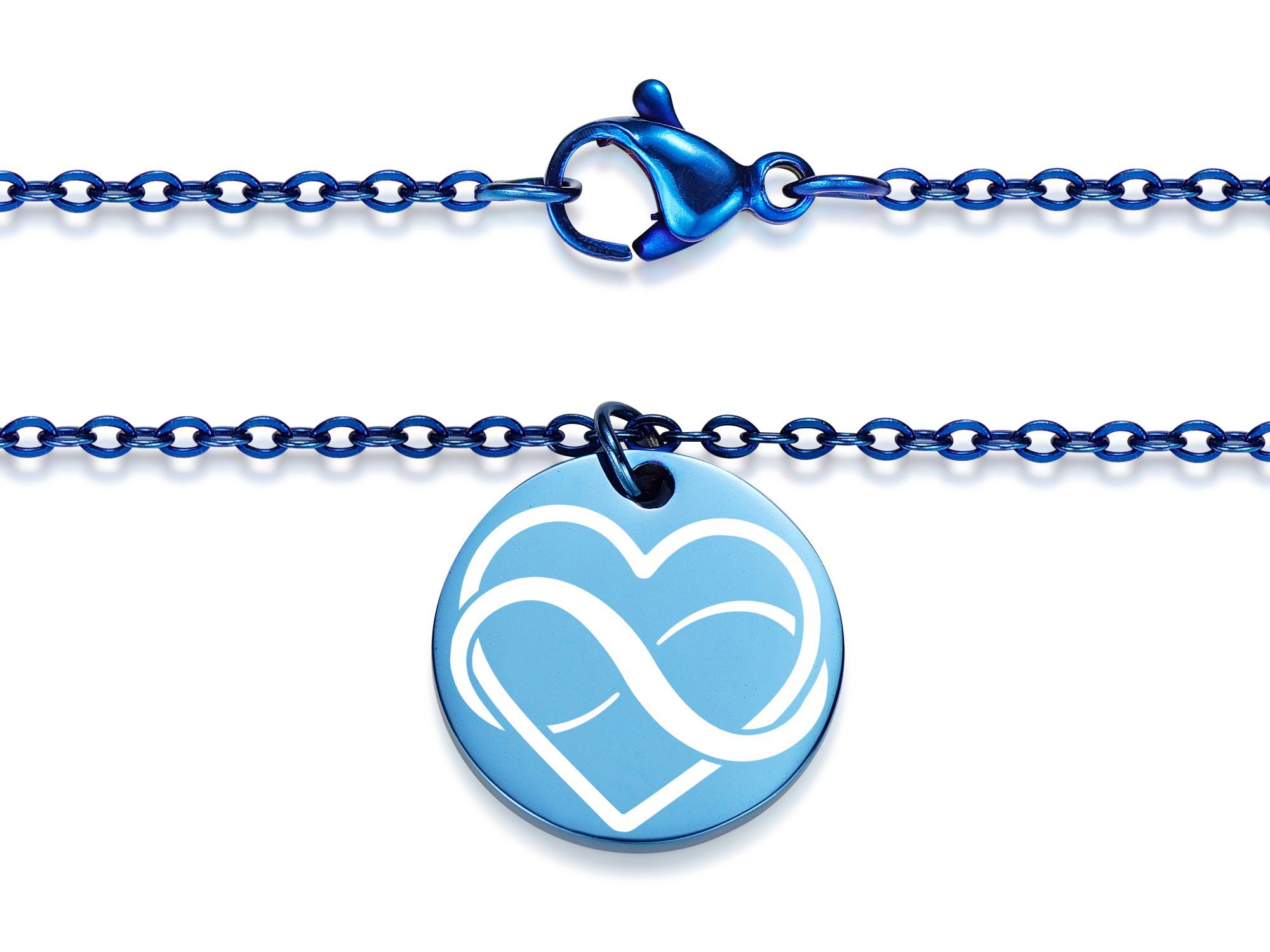 Silberkettenstore Kette - Längen Farben Edelstahl, und Halskette mit Herz blue mit Anhänger wählbar zwei vier Anhänger