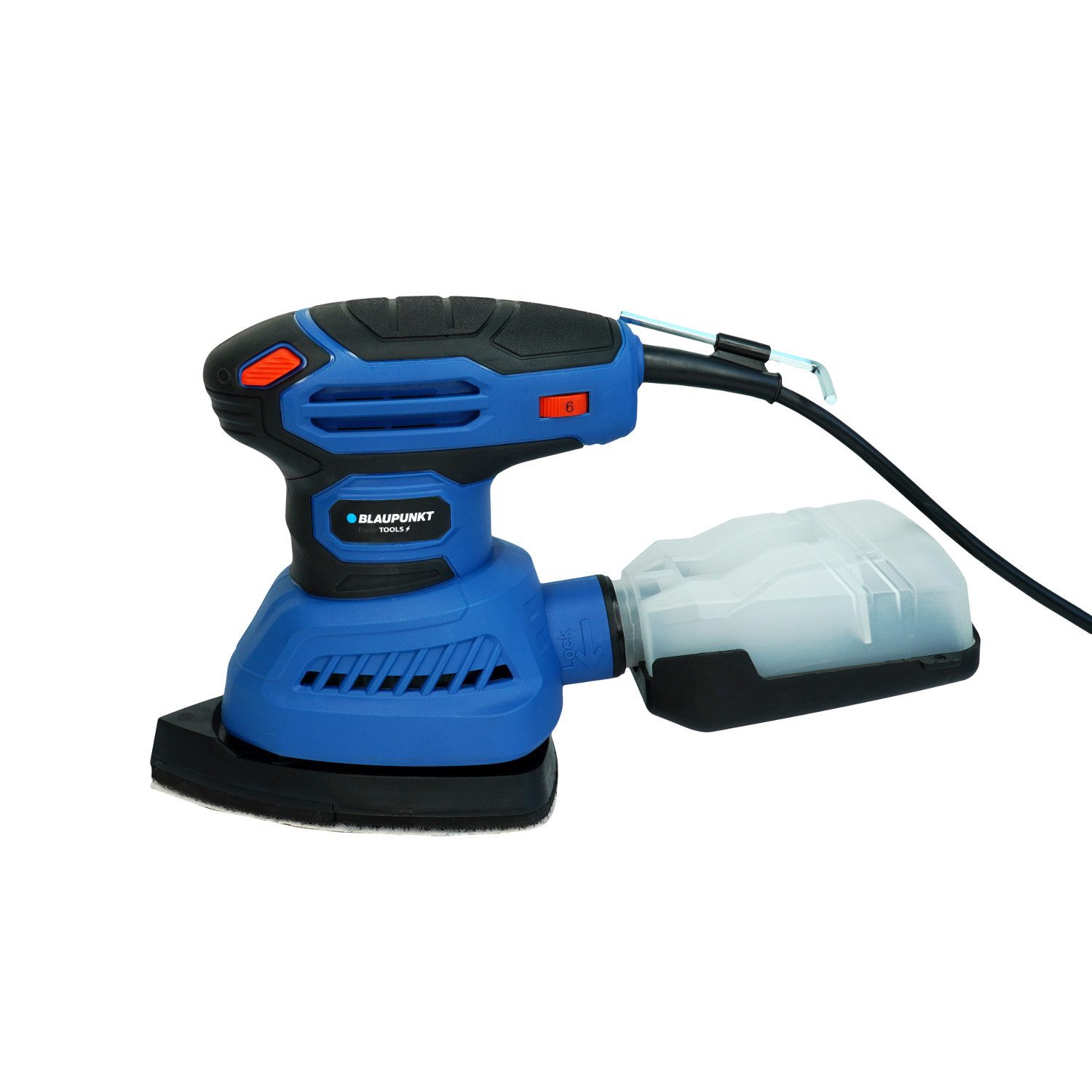 Blaupunkt Exzenterschleifer Schleifmaschine OS6010, max. 12000 U/min, austauschbare Schleiffüße, Oszillationsdurchmesser 1,8 mm