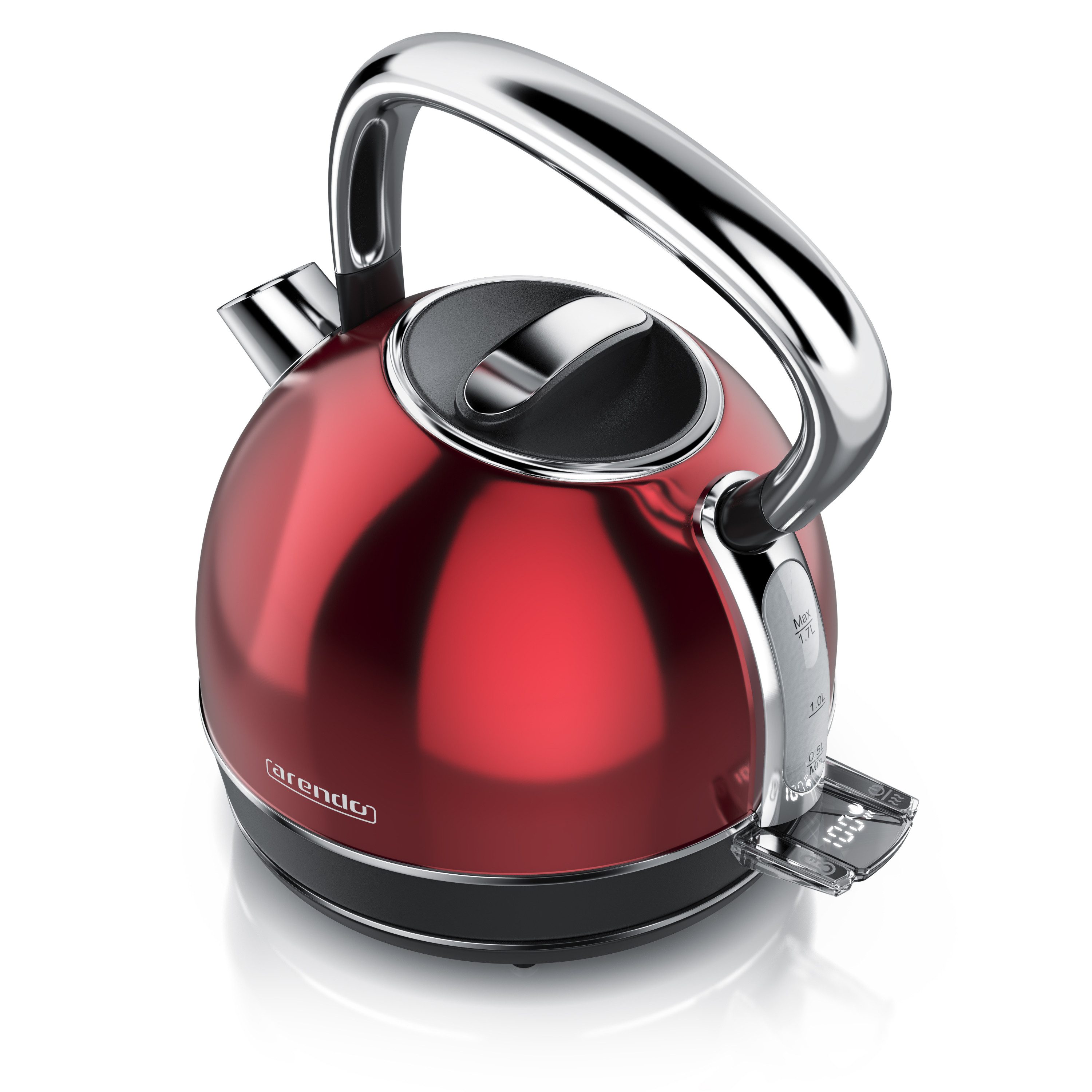 Arendo Wasserkocher Edelstahl Vintage Retro Wasserkessel mit Temperatureinstellung, 1,7 l, 2200 W, LED Anzeige mit Touch Panel, Warmhaltefunktion, Zwischenmessung