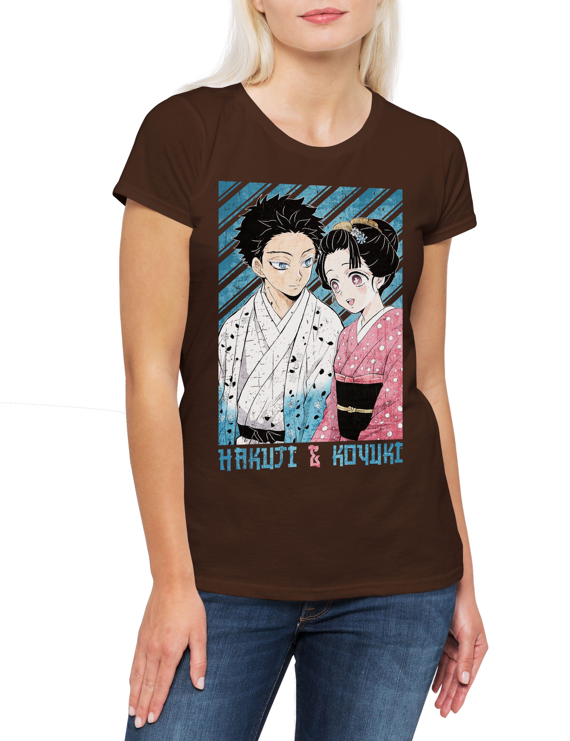 Print-Shirt Anime Hakuji Koyuki Damen T-Shirt Kamado Nezuko Slayer Zenitsu Inosuke