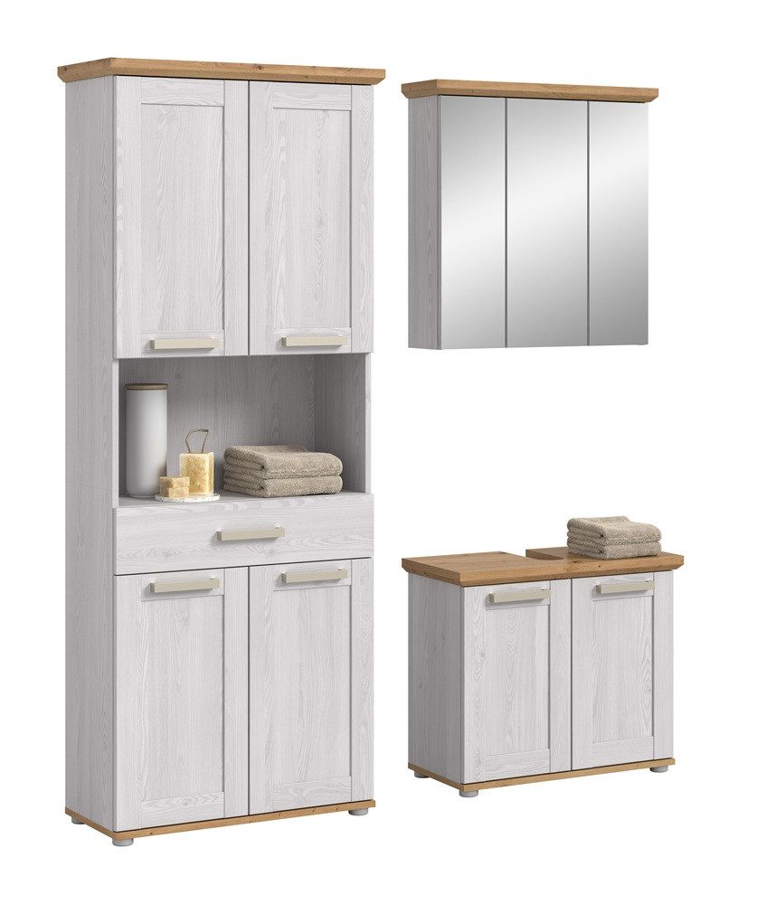 xonox.home Badmöbel-Set Badkombination Verona 1, 3-teilig, Sibiu Larche / Artisan Eiche ohne, Badset