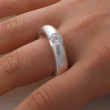 SKIELKA DESIGNSCHMUCK Silberring Silber Ring "Round" 5 mm Zirkonia (Sterling Silber 925)