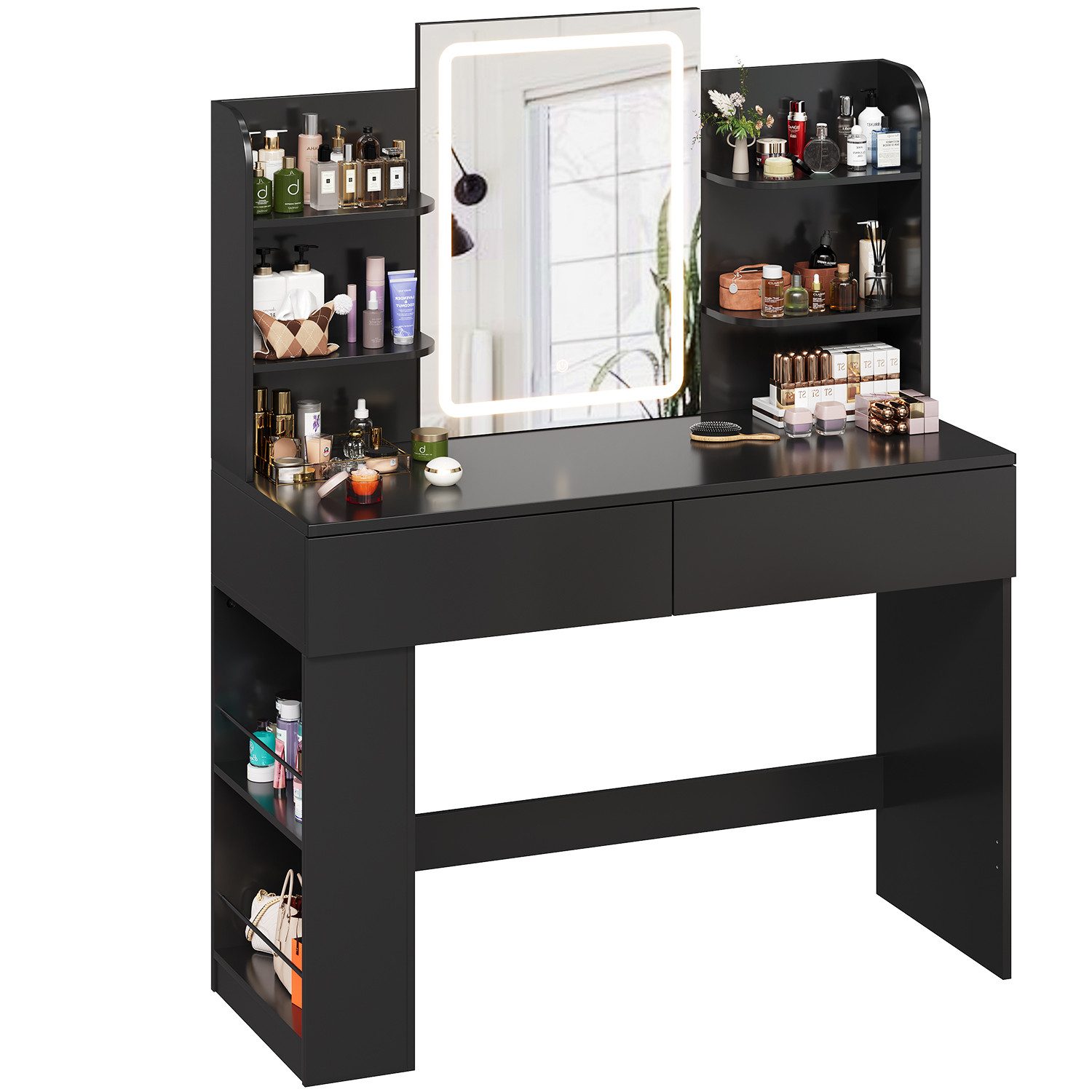 Furnicopia Schminktisch 90/110 cm, LED-Beleuchtung mit einstellbarer Hellig günstig online kaufen