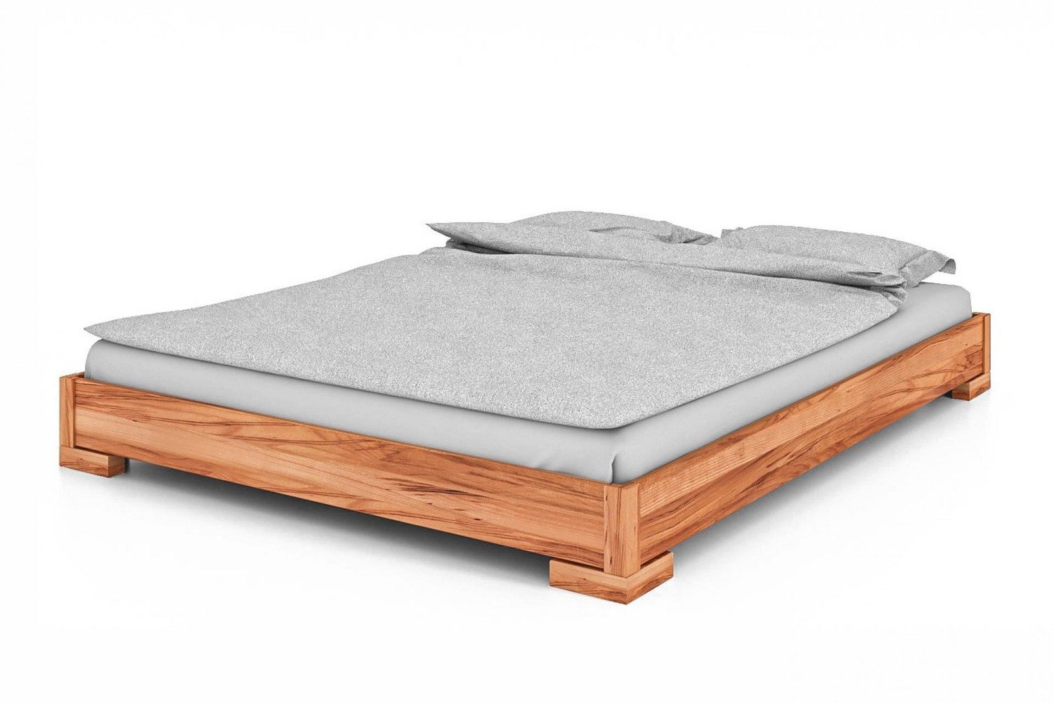 Einzelbett Bett Bento 2 Kernbuche massiv 160x200cm ohne Kopfteil mit Holzbeinen