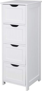 Bealife Badkommode,Badezimmerschrank,Beistellschrank mit 4 Schubladen, 82 cm,Weiß