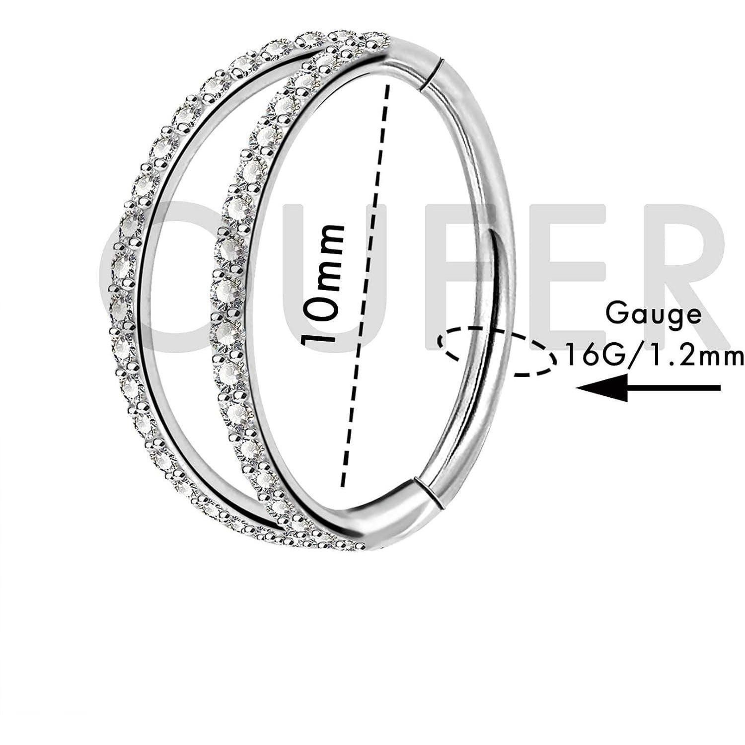LuxusKollektion Augenbrauenpiercing Helix Earrings Hoop Clear CZ Paved Septum Ring 316L Stainless Steel