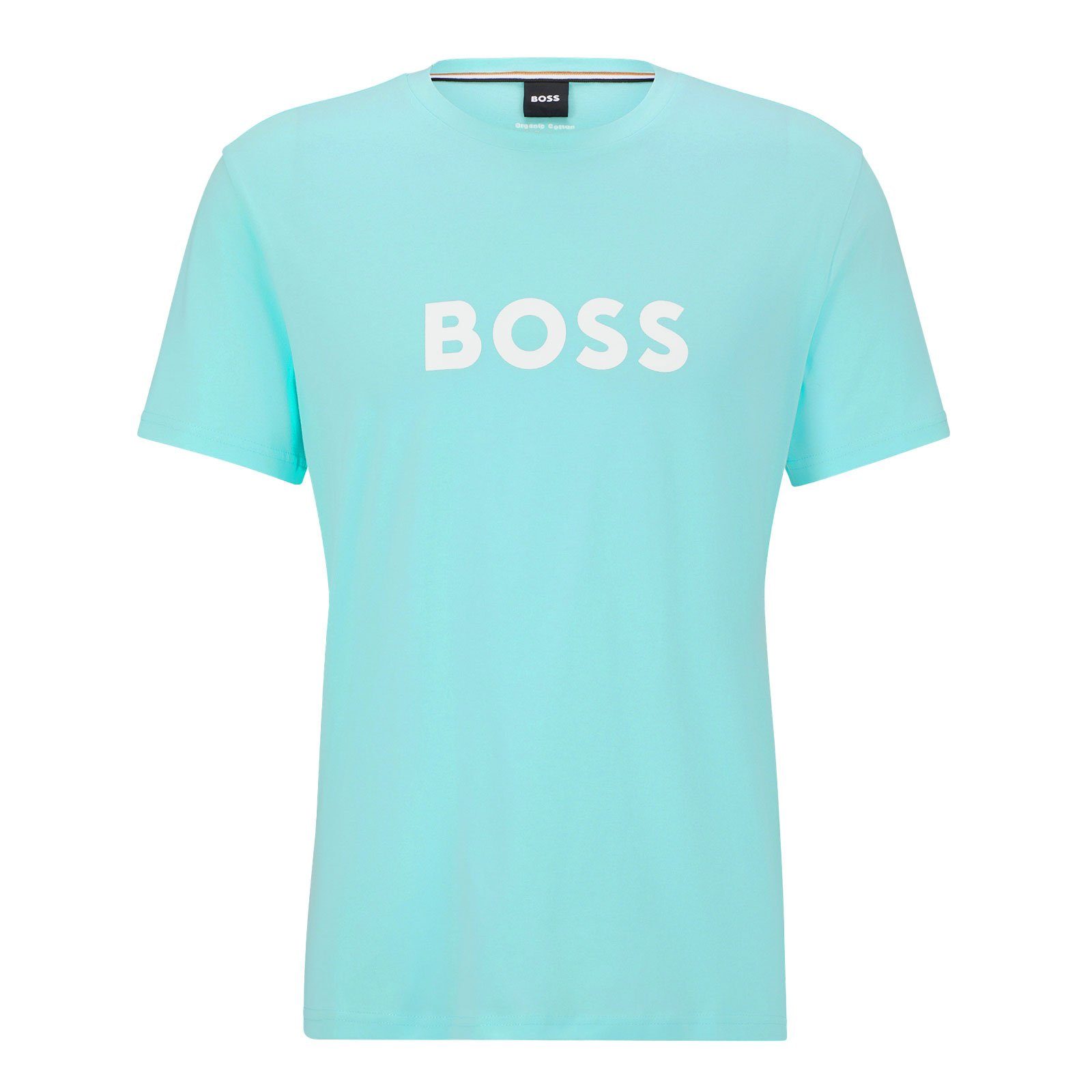Markenprint auf BOSS T-Shirt open der Brust T-Shirt großem mit green 356 RN