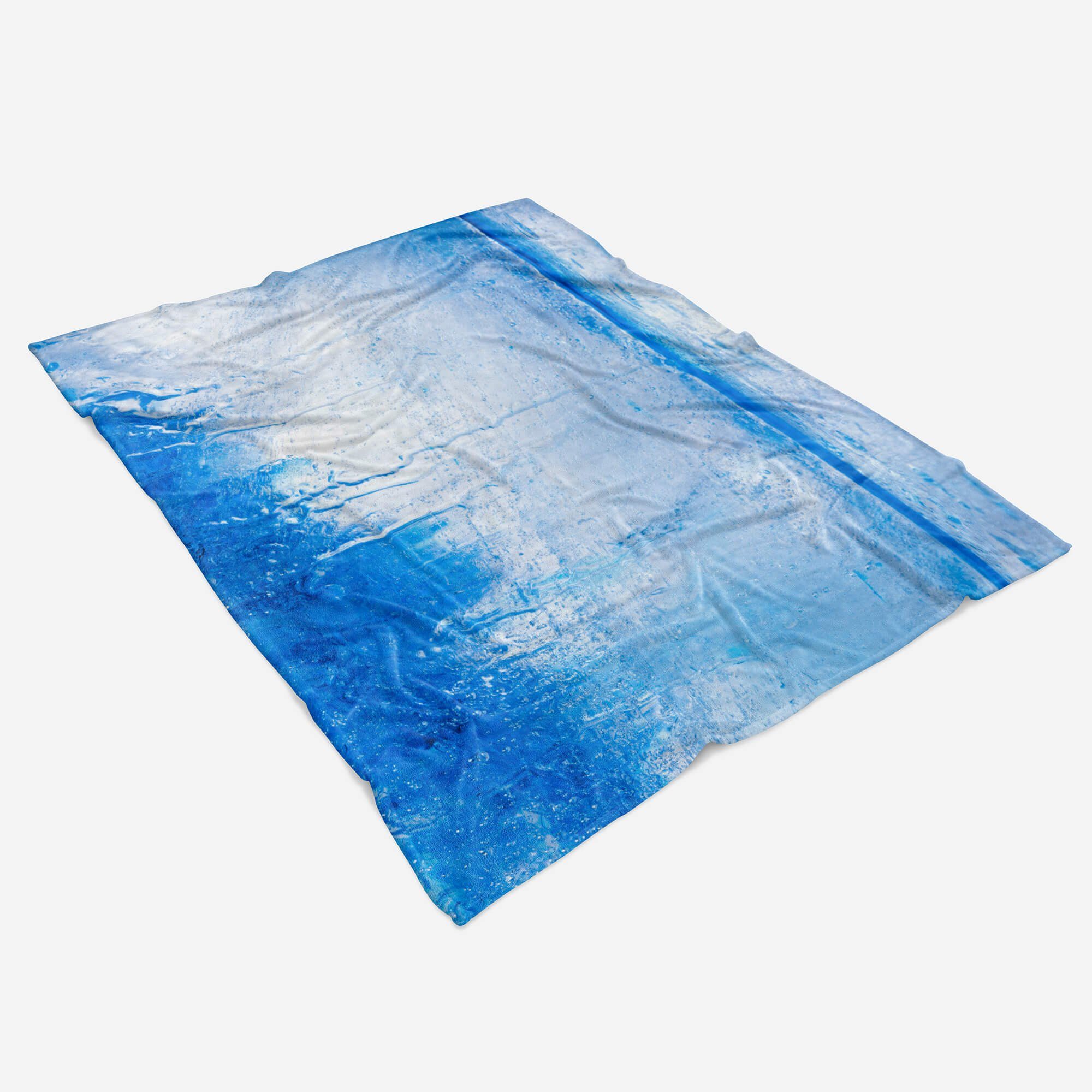 Handtuch mit Fließendes Handtücher Strandhandtuch Art (1-St), Saunatuch Handtuch Fotomotiv Wasser Kunst, Kuscheldecke Blau Sinus Baumwolle-Polyester-Mix