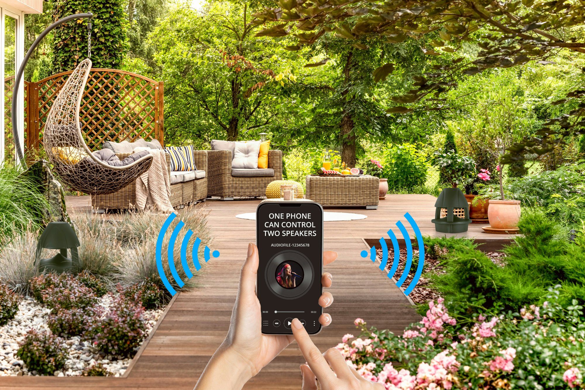 McGrey WPL-660 BT 360° Aktiver 2-Wege Garten-Lautsprecher Außenlautsprecher (Bluetooth, 60 W, Allwetter-Lautsprecher Wasser- und UV-resistent)