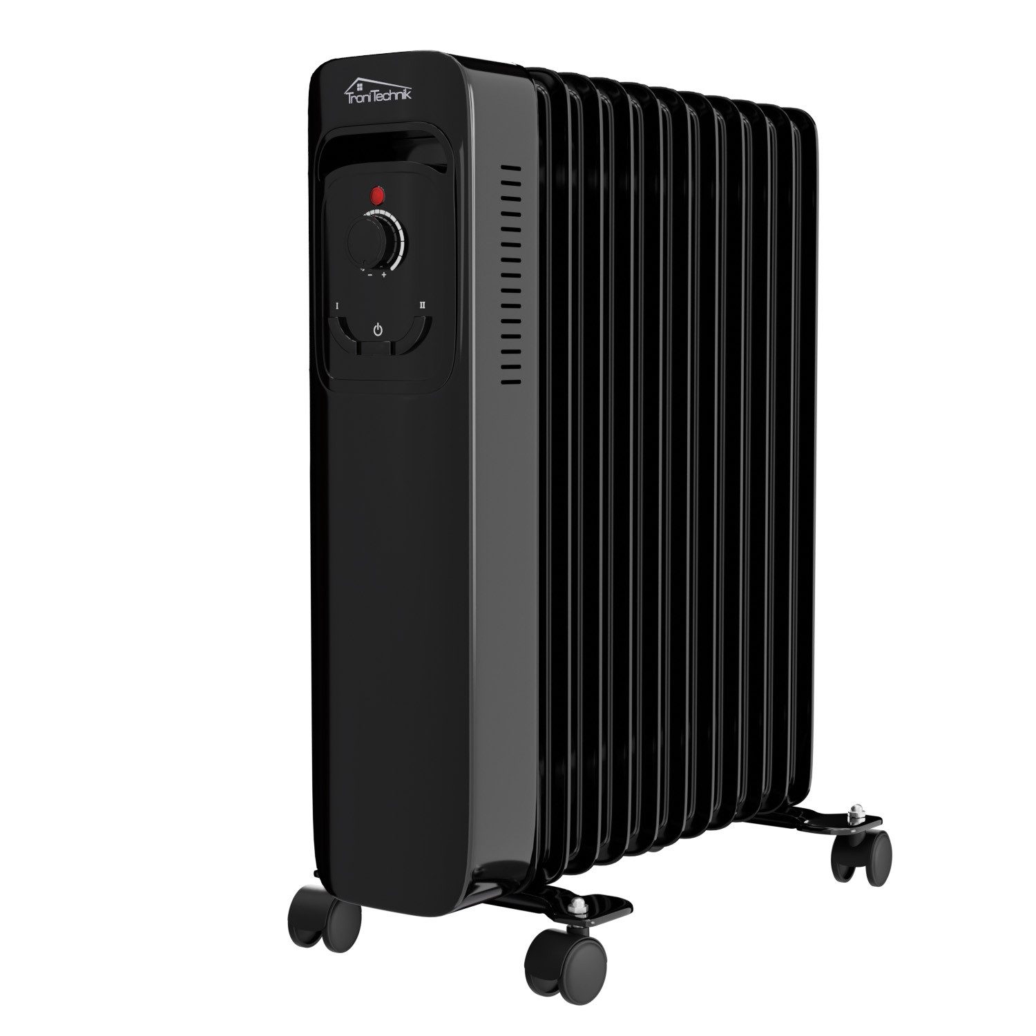 TroniTechnik Heizgerät Ölradiator in schwarz, mobile Elektroheizung 11 Rippen, 2500Watt, 2500 W, energiesparend, Elektroheizung, 2500 Watt, 3 Stufen