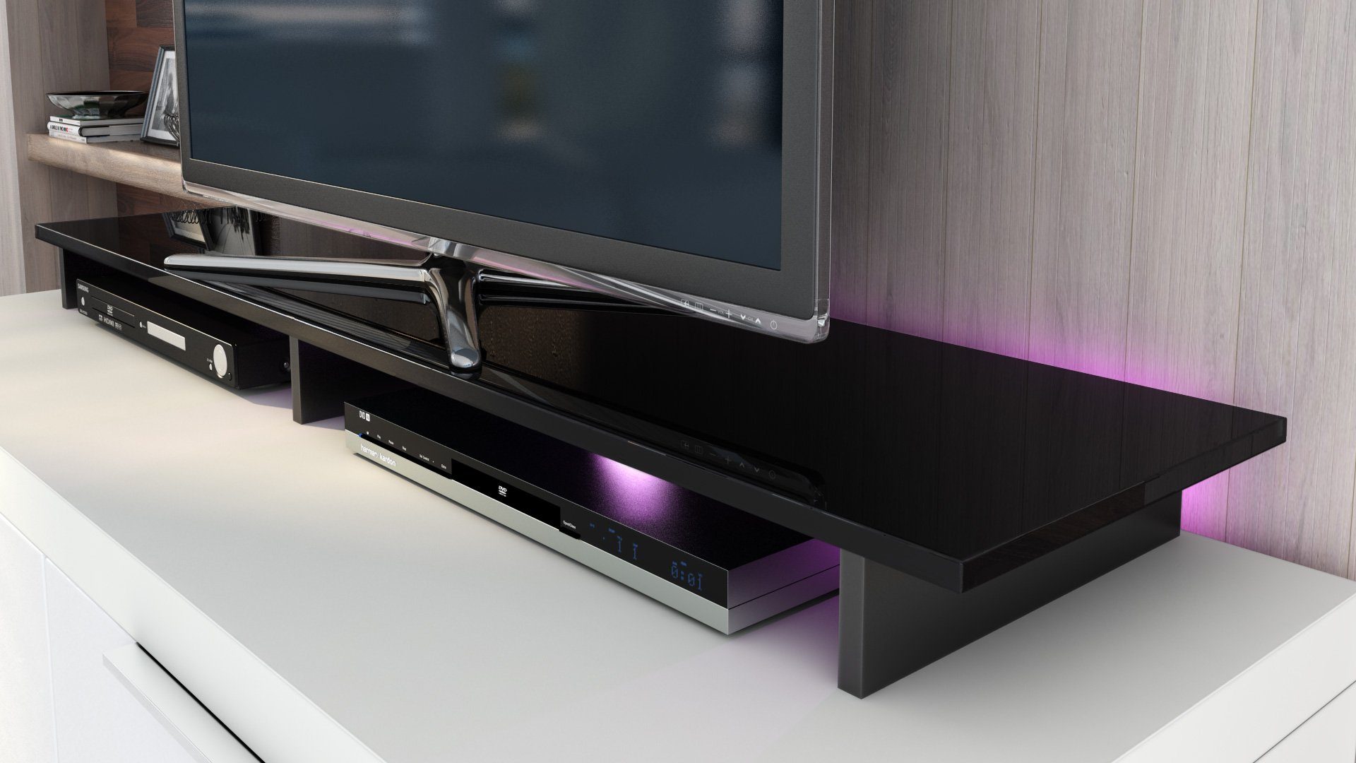 Vladon TV-Board Game (Aufsatz für TV-Boards, zur Erhöhung), Weiß matt/Schwa günstig online kaufen