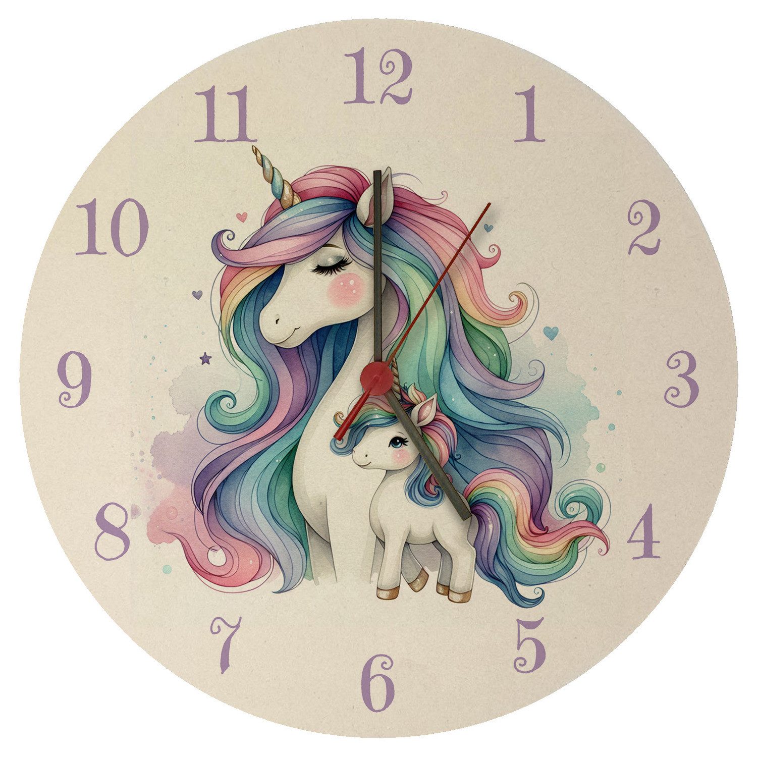 speecheese Wanduhr Einhorn-Mama mit Kind Wanduhr aus MDF günstig online kaufen