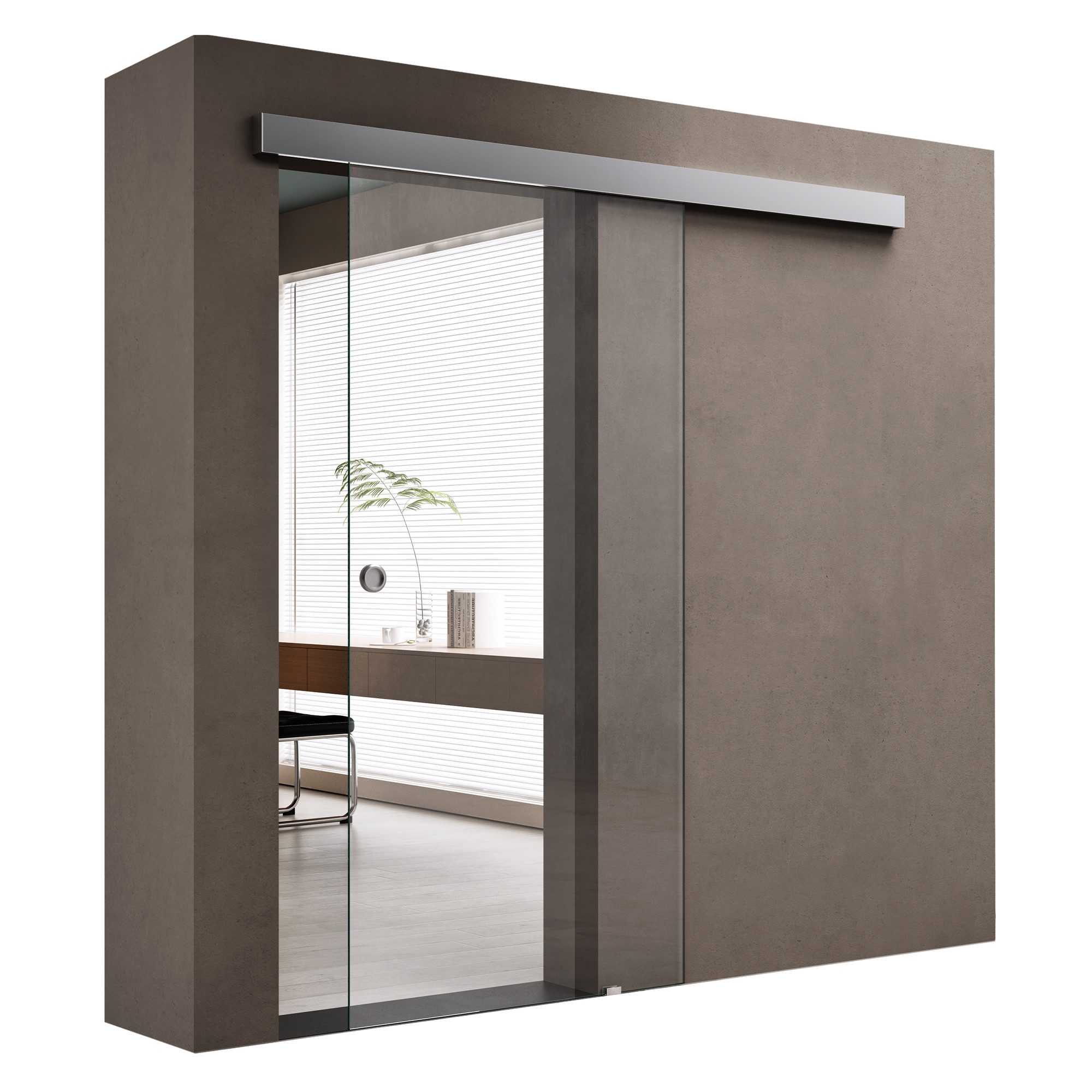 doporro Glasschiebetür komplettset Zimmertür glas H:2050mm 8mm ESG Nano Amalfi19