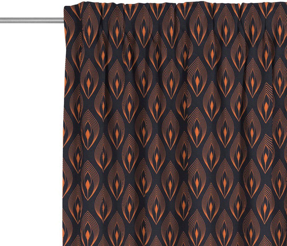 Vorhang Feathers, Adam, orange/dunkelblau (1 Multifunktionsband Bio-Baumwolle aus nachhaltig blickdicht, St), Jacquard