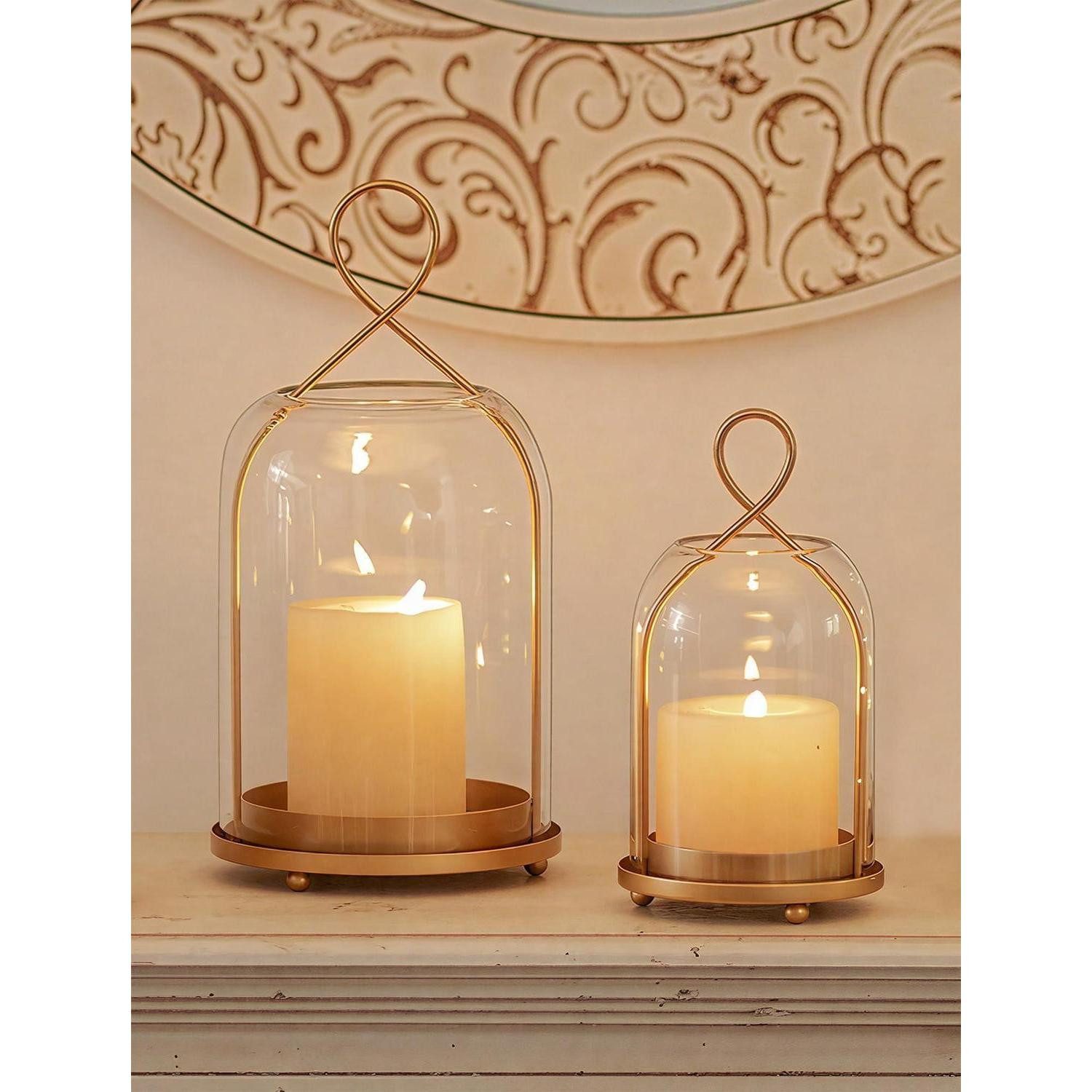 LuxusKollektion Windlicht Windlicht Gold 29cm + 21.5cm