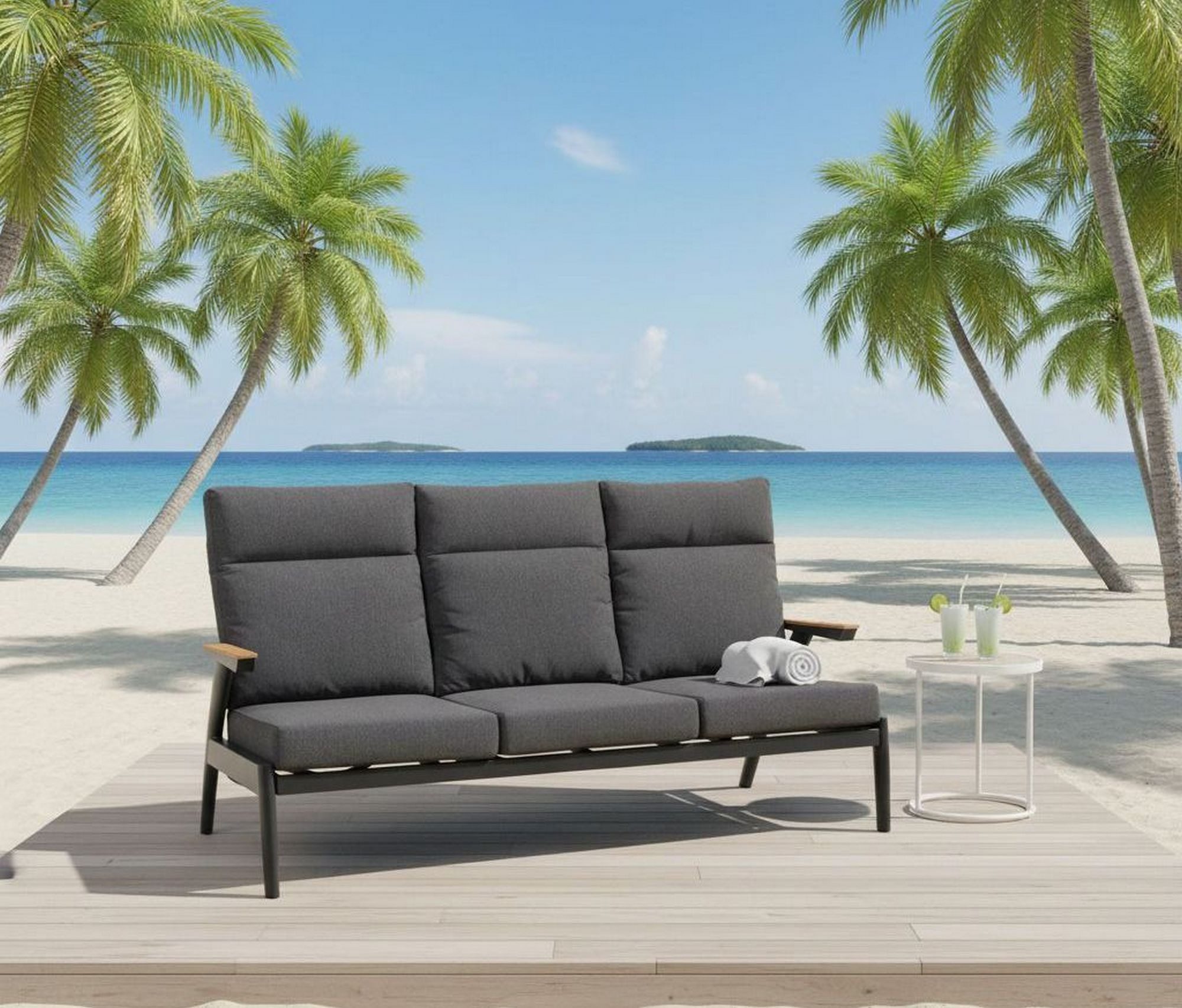 Lesli Living Gartenlounge-Bank Lesli Living 3er Loungesofa Florence Alu