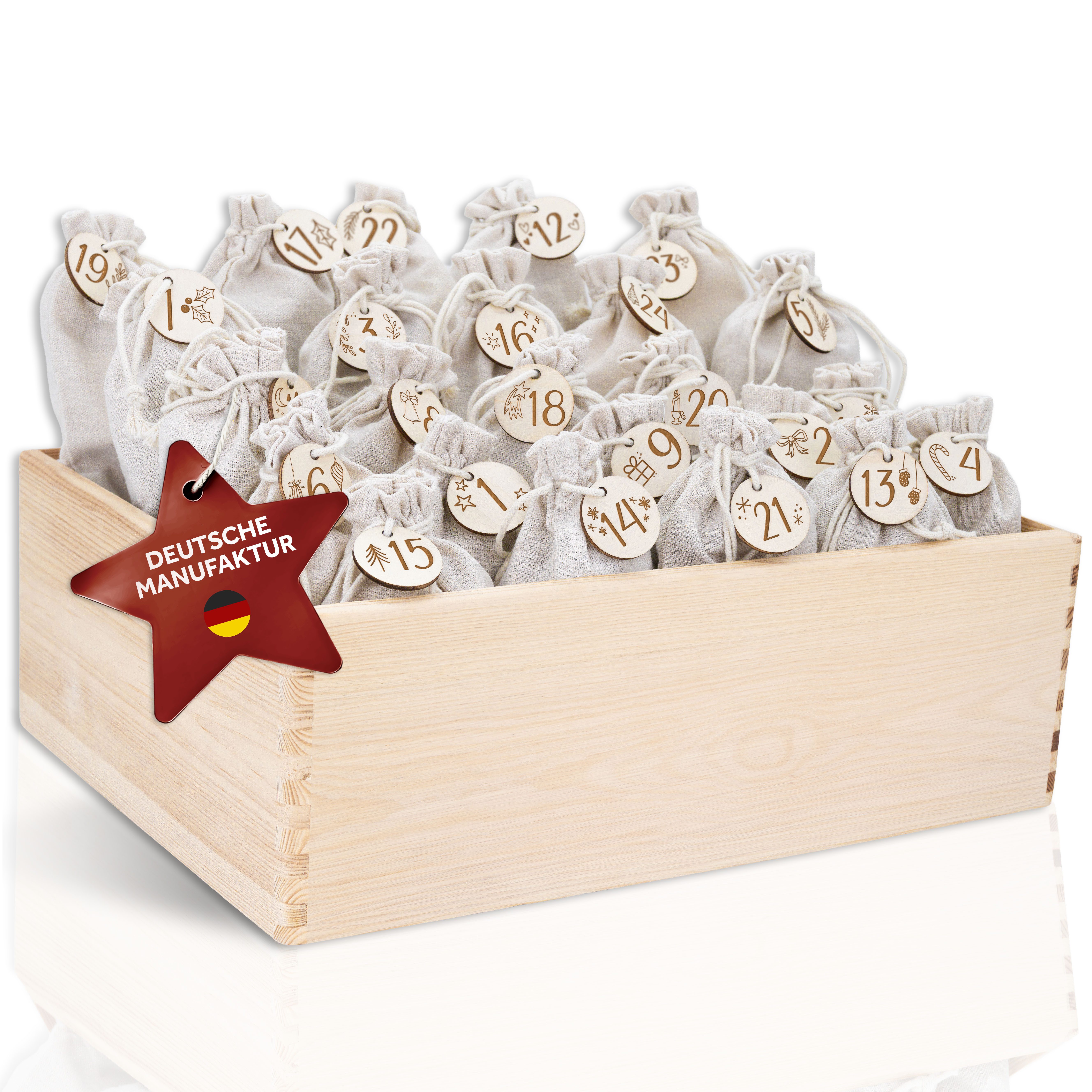 Amari befüllbarer Adventskalender AMARI ® Adventskalender zum Befüllen - Wandkalender mit 24 Fächern