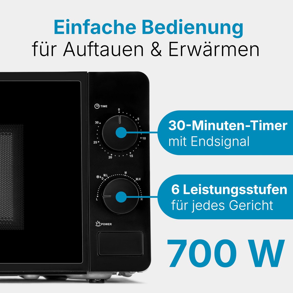 CLATRONIC Mikrowelle MW 791, Mikrowelle, 700 Watt, 6 Stufen, 20 Liter