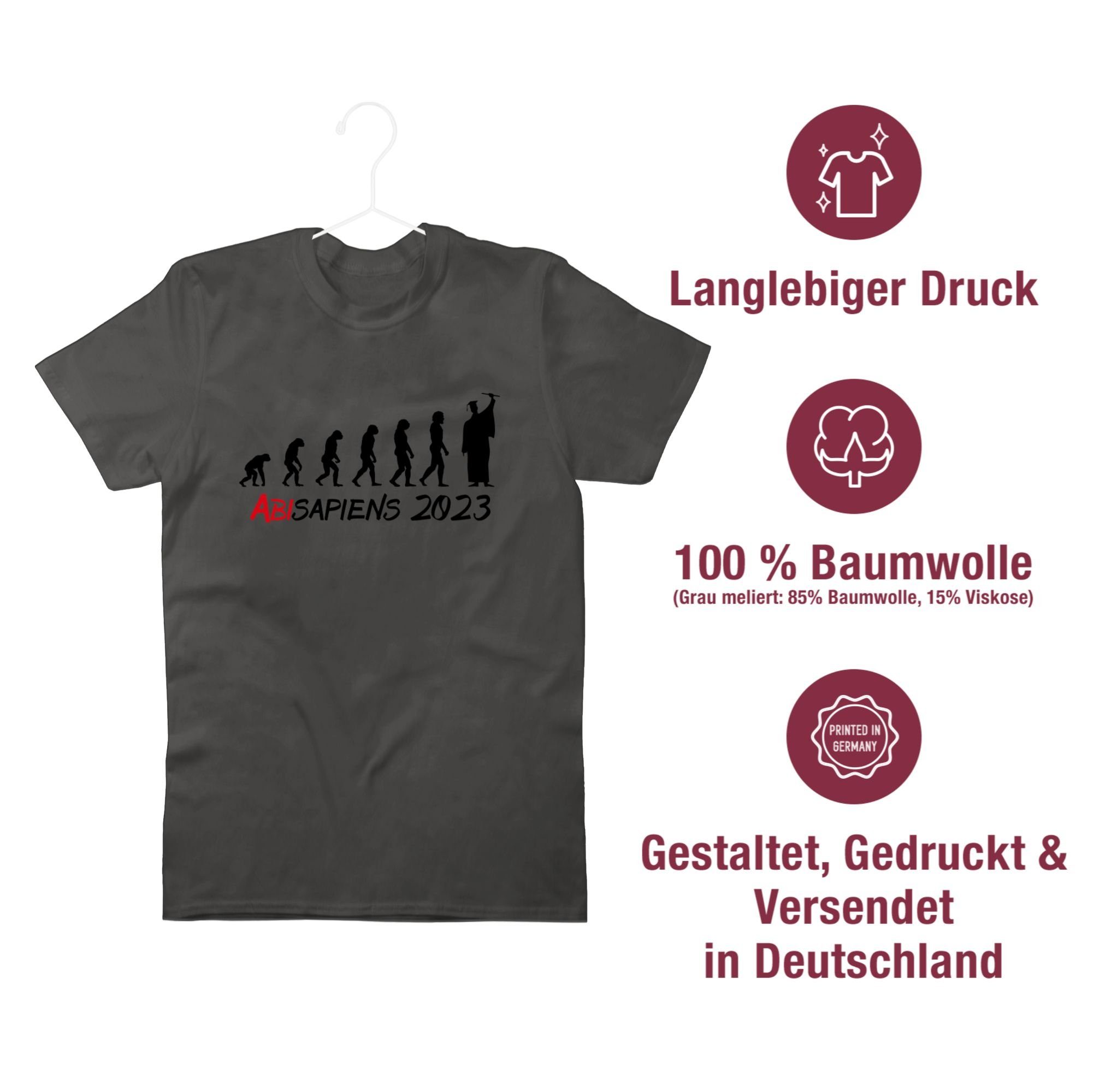 Shirtracer T-Shirt ABIsapiens & Geschenk 2 2023 Dunkelgrau 2024 Abitur Abschluss