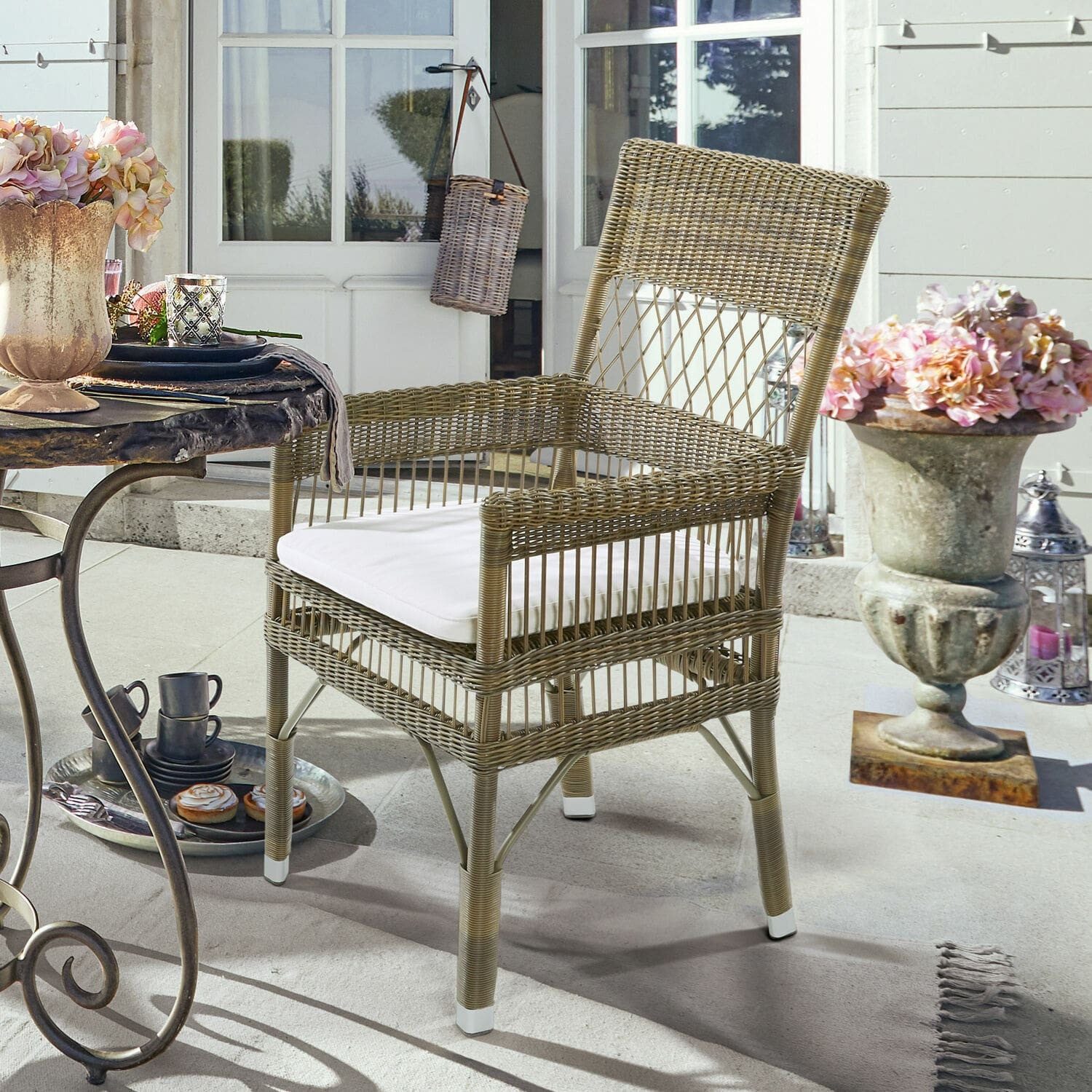 Mirabeau Gartenstuhl Stuhl mit Armlehne Taunton braun/creme