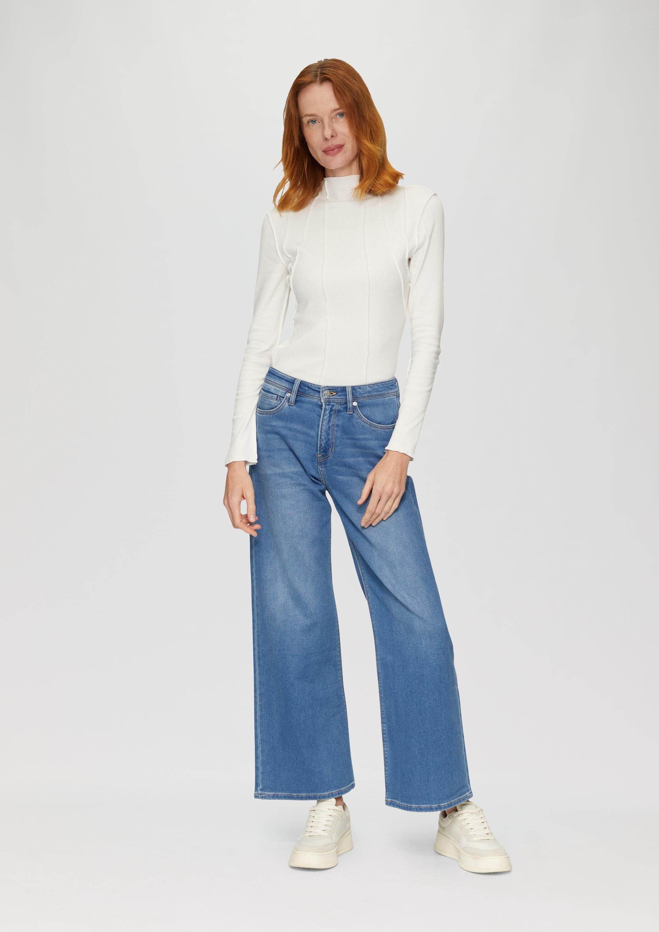 s.Oliver Langarmshirt T-Shirt Enganliegendes Langarmshirt mit Naht-Details