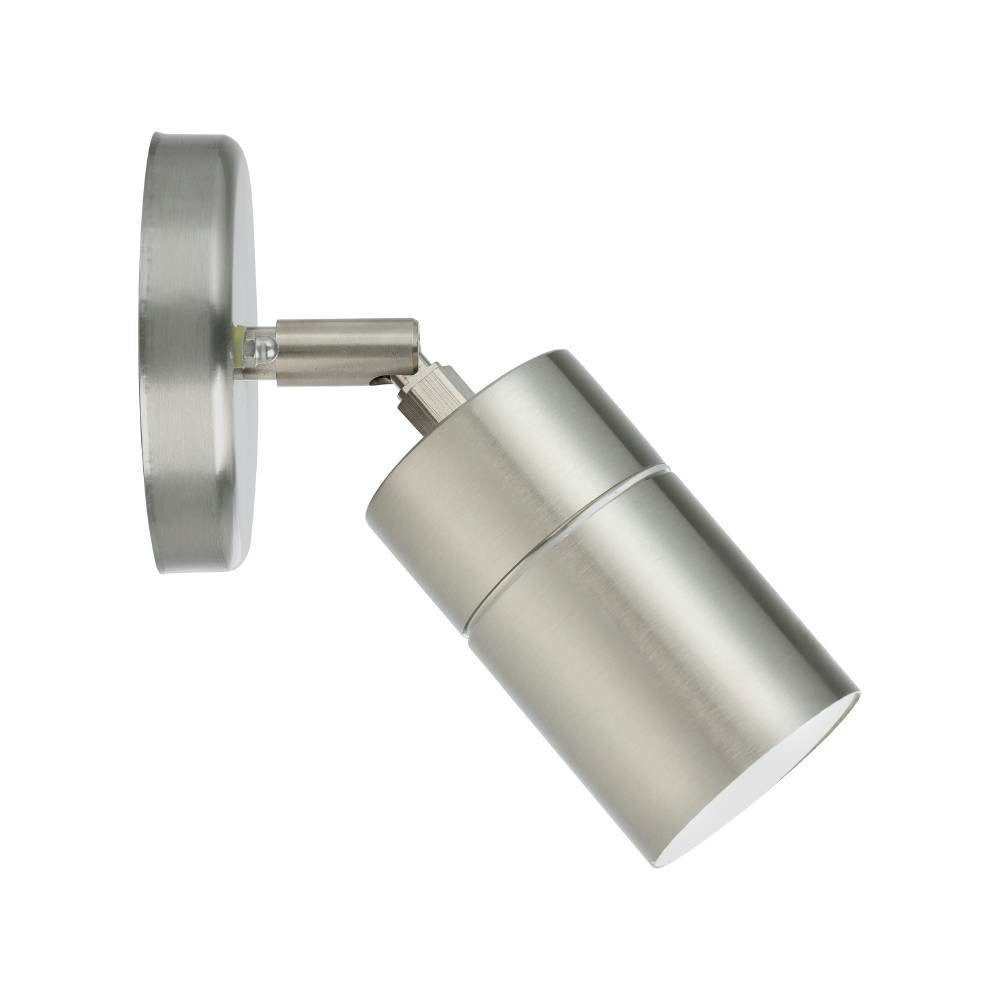 EGLO LED Außen-Wandleuchte STOCKHOLM1 Spot, Wandspot, Außenleuchte, Eddelstahl, silber, IP44, LED wechselbar, Warmweiß, Eckmontage möglich, GU10, Garten, Terras – Bild 4 von 5