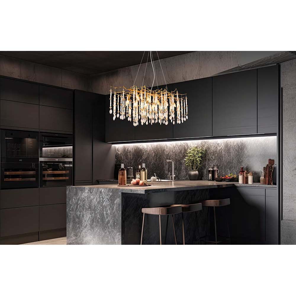 GLOBO LIGHTING Kronleuchter, Leuchtmittel nicht inklusive, Luster Kronleuchter Pendelleuchte Hängelampe gold Glaskristalle klar