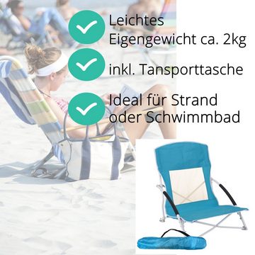 JEMIDI Campingstuhl, Strandstuhl klappbar mit Tragetasche - Klappstuhl Campingstuhl Beach Chair - atmungsaktiv leicht faltbar - Stuhl für Strand Camping Garten - mint grün