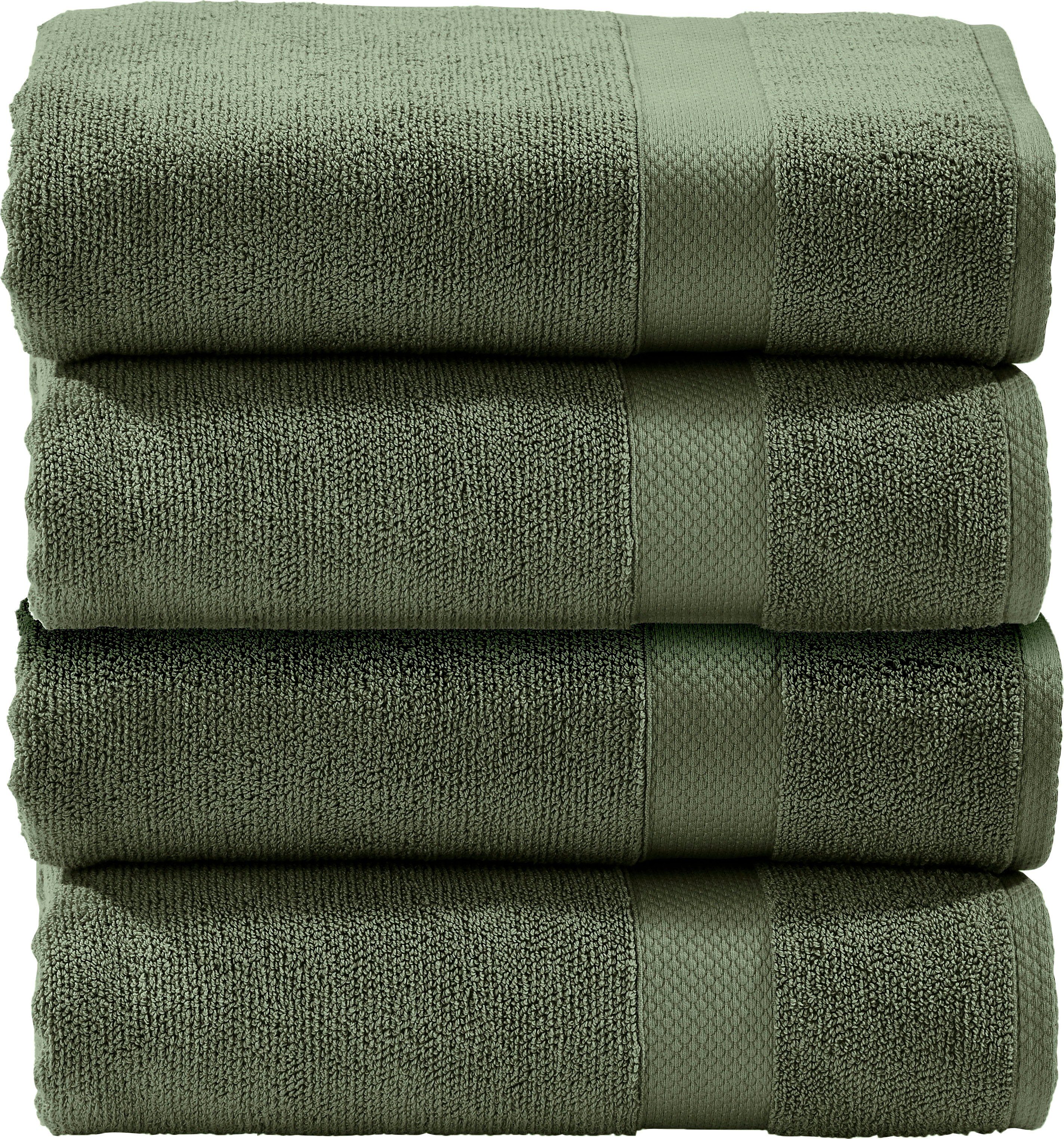 done.® Handtuch Set Deluxe, Zwirnfrottee, (Set, 4-tlg), Uni Farben, Hotelqualität aus hochwertigem Zwirnfrottier khaki | Handtuch-Sets