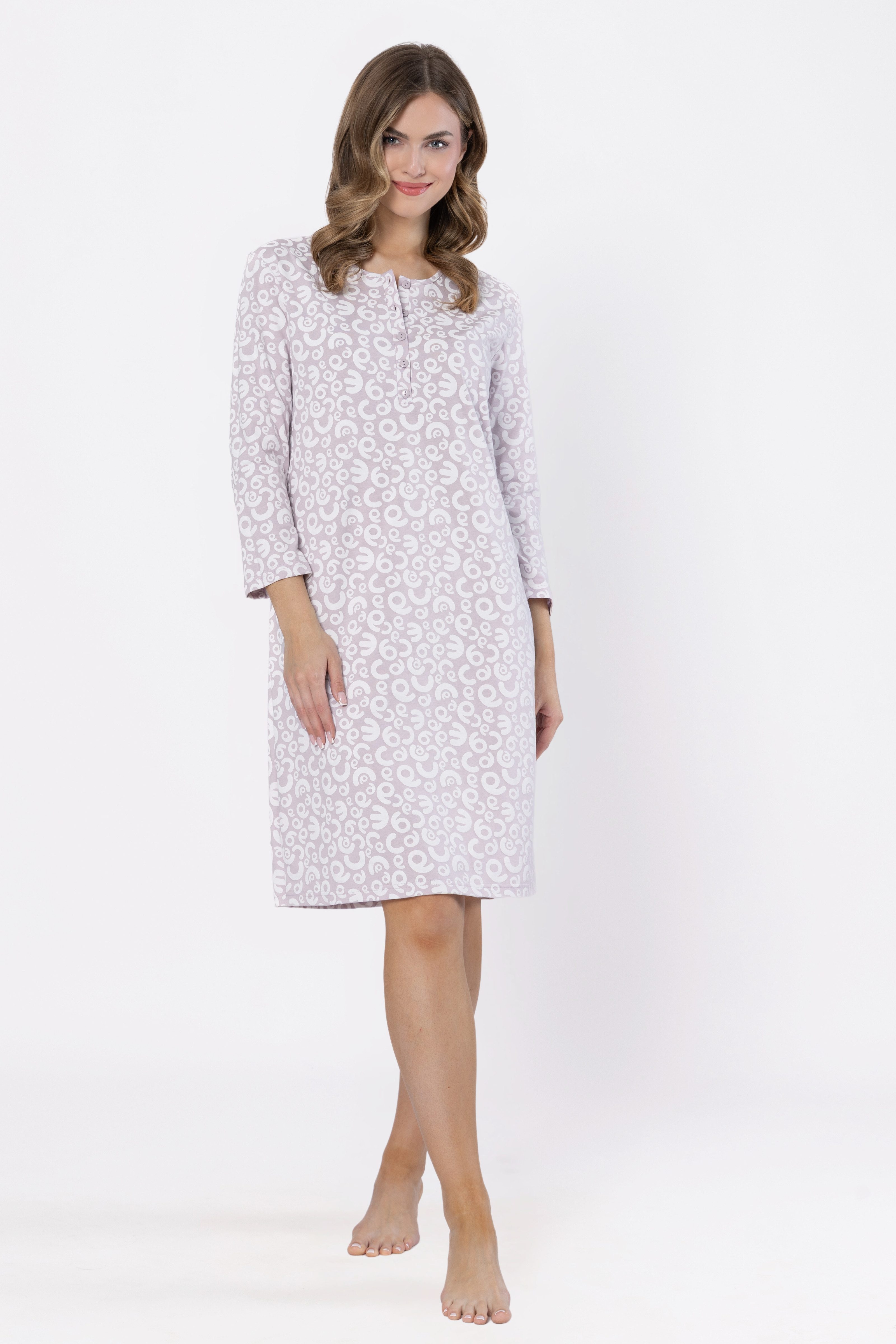 COOLISMO NIGHTWEAR Nachthemd Damen mit 3/4 Arm 100% weiche Baumwolle, mit K günstig online kaufen