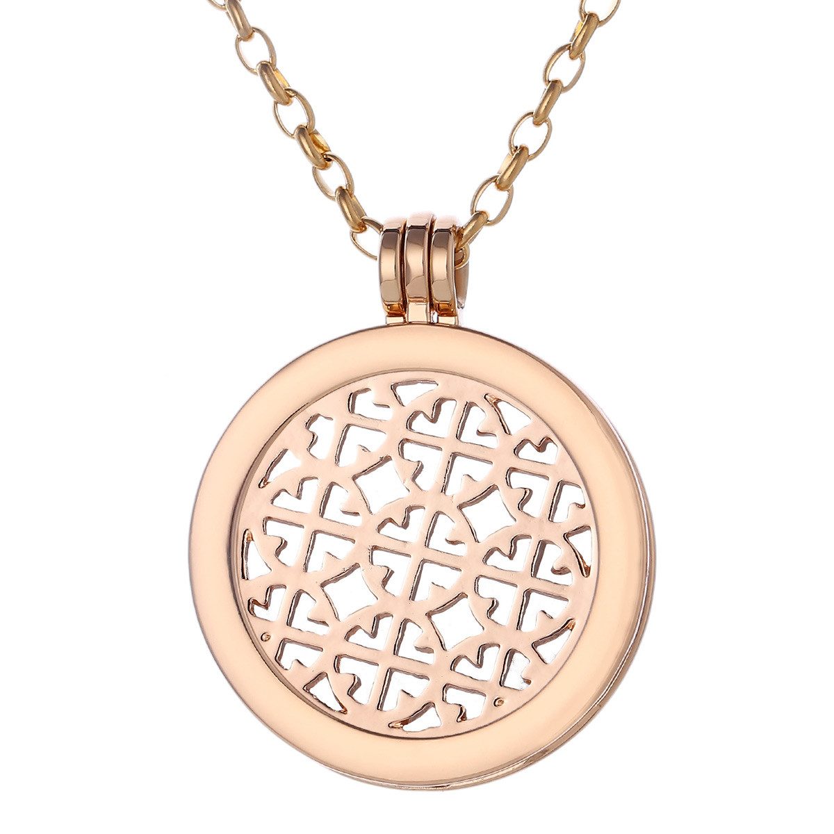 Kette mit Anhänger Halskette 70 cm gold mit Coin Amulett 33 mm