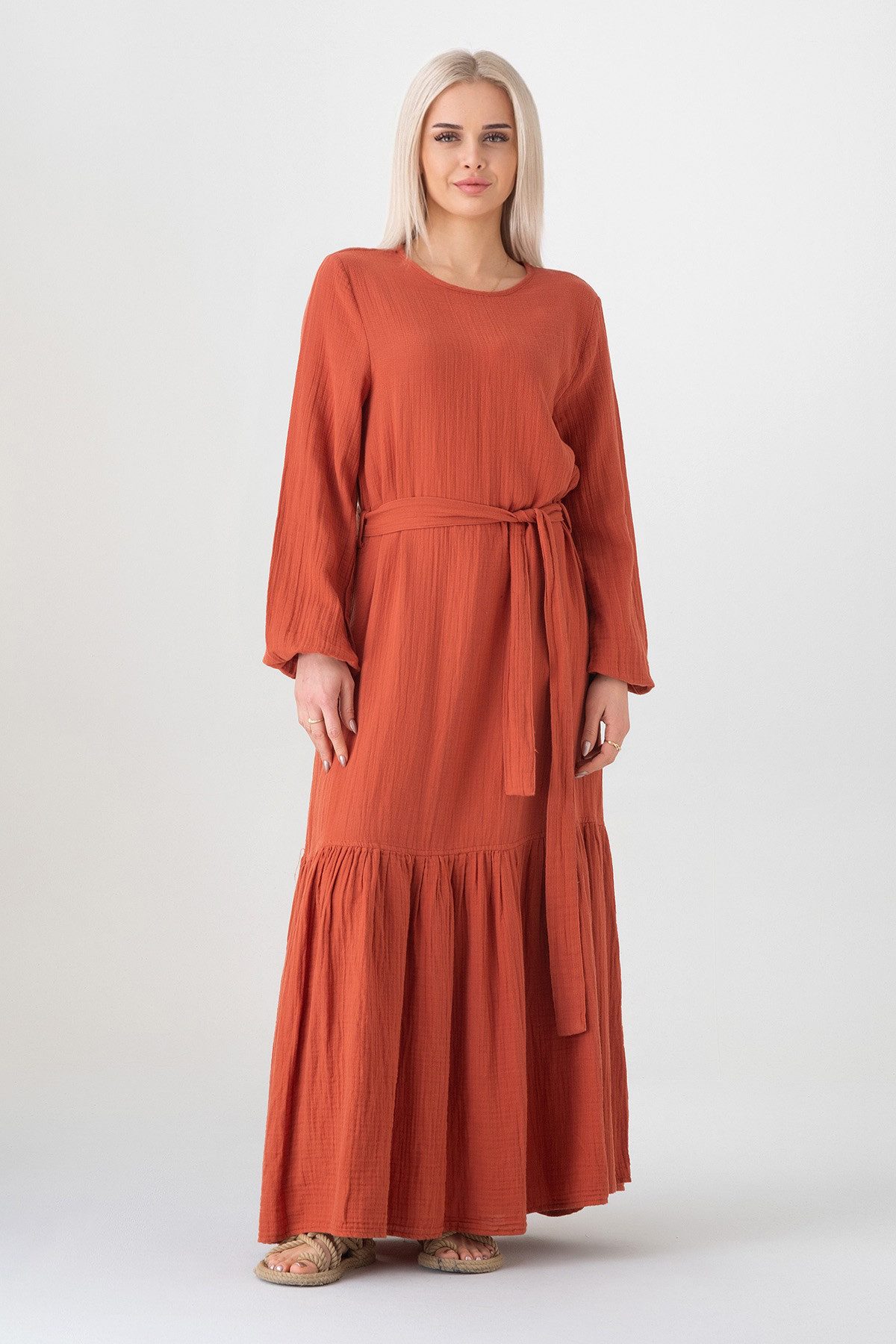 WENOR Sommerkleid Musselin-Kleid, 100 % Baumwolle, Volantsaum, günstig online kaufen