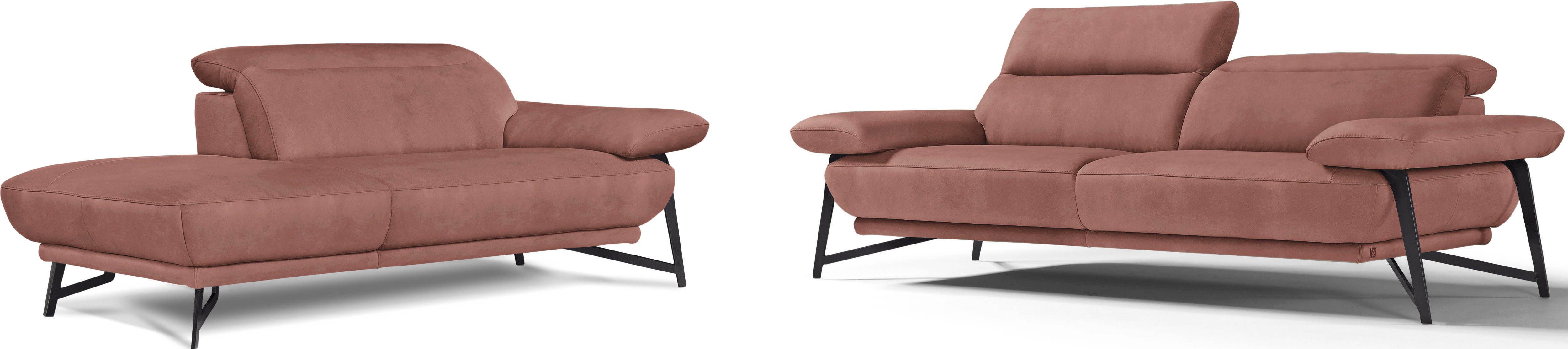 Egoitaliano Sofa Anais, Design mit hohem Sitzkomfort, Fußfarbe schattengrau, Set, Kopfteil verstellbar, Luxus-Microfaser, cedar wood