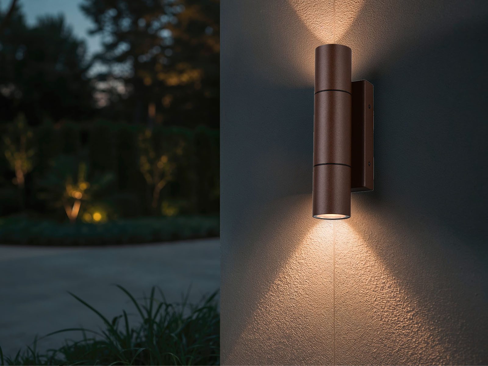 TRIO Leuchten LED Außen-Wandleuchte Up and Down Rostfarben, Höhe 23cm, LED wechselbar, Warmweiß, Außenleuchte für Fassadenbeleuchtung und Außen-Beleuchtung Haus-Wand