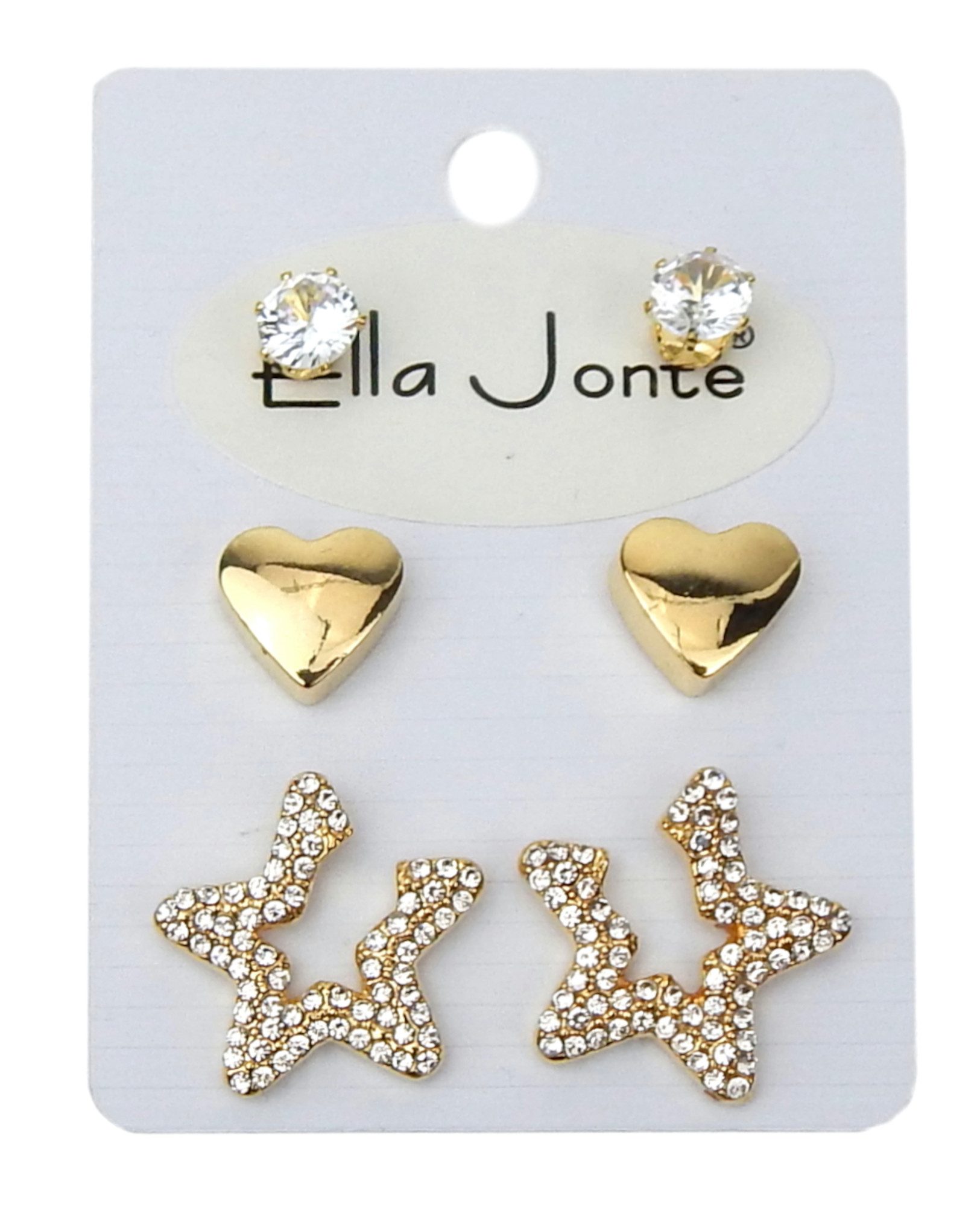 Ella Jonte Paar Ohrstecker, gold Strass Seestern Herz Ohrstecker im Set mar günstig online kaufen