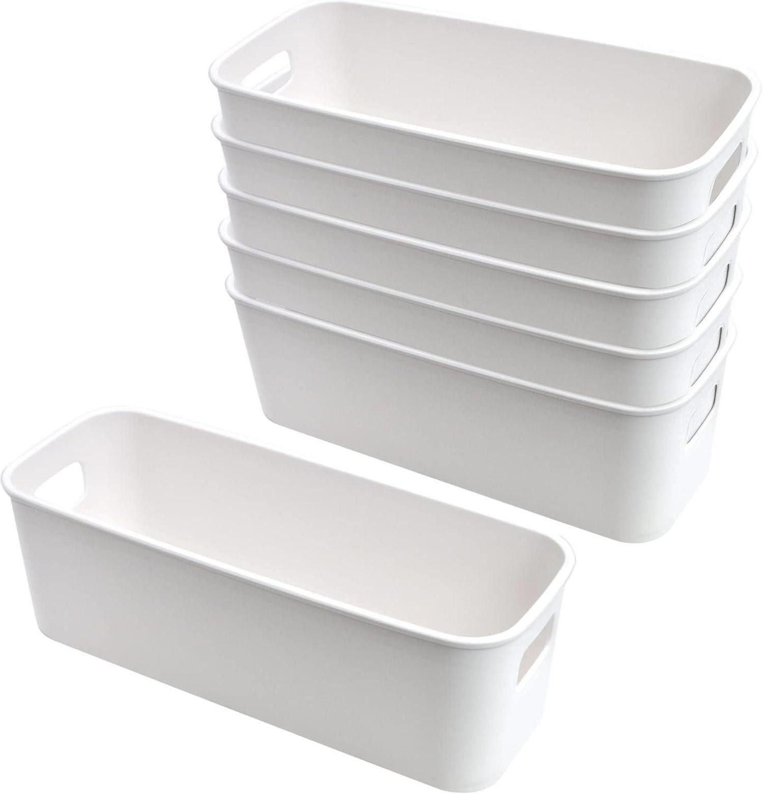 LuxusKollektion Aufbewahrungsbox Aufbewahrungsbox Kunststoff Weiß 30cm 6er Set Organizer Körbe für
