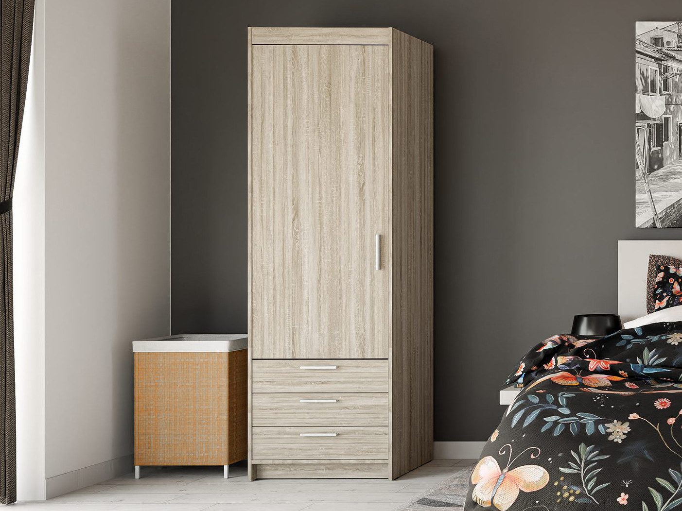 Beautysofa Drehtürenschrank ELENA 1D mit Schubladen günstig online kaufen