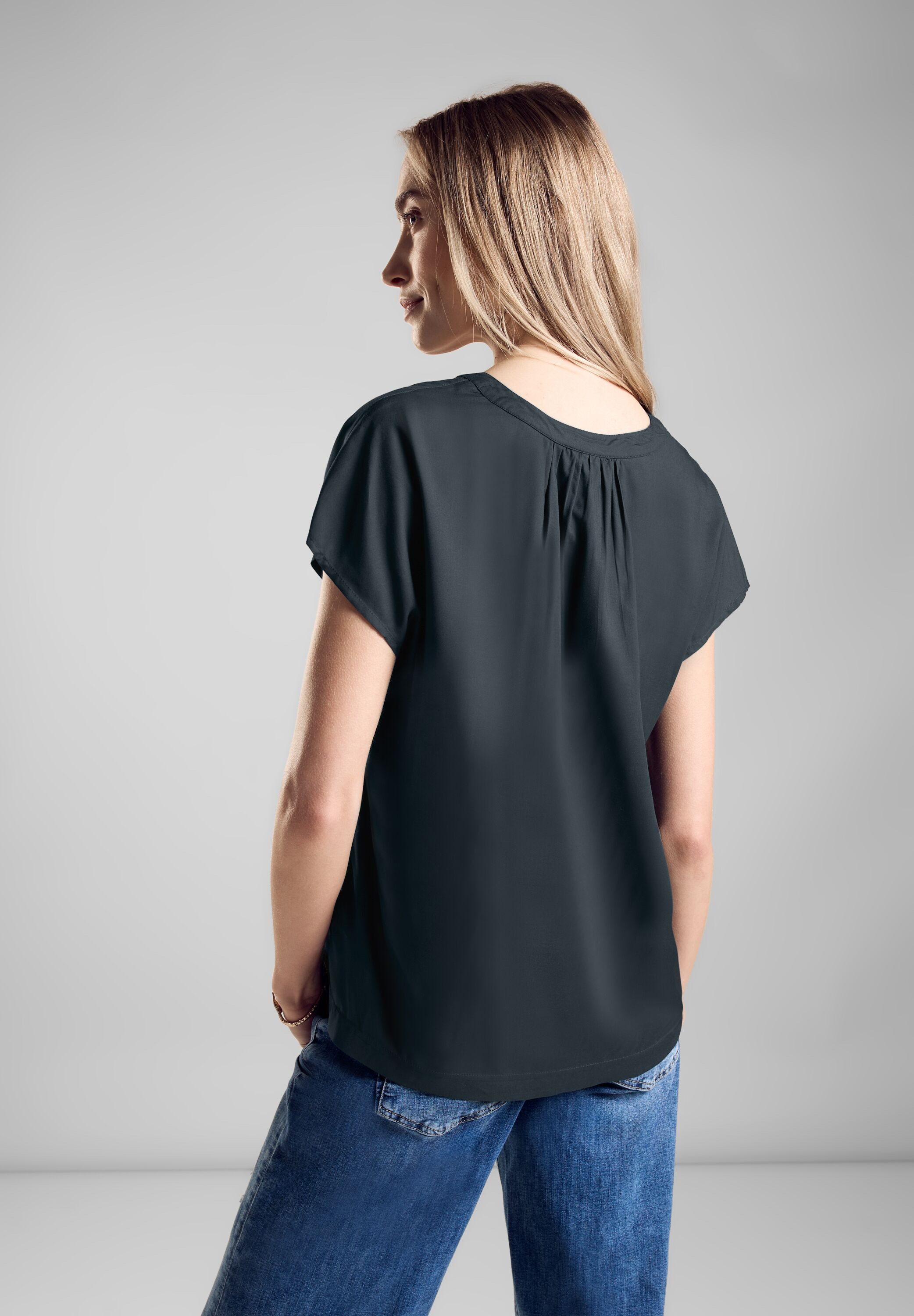 STREET ONE Kurzarmbluse Blusenshirt aus reiner günstig online kaufen