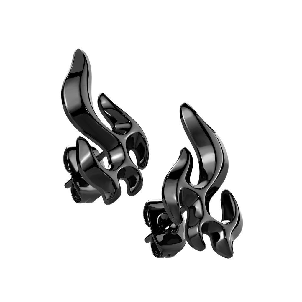 Ohrschmuck Paar Varianten Ohrstecker Flamme verschiedene Ohrring-Set (1 aus Stück), Edelstahl 2-tlg), Ohrringe BUNGSA Unisex (2 schwarz