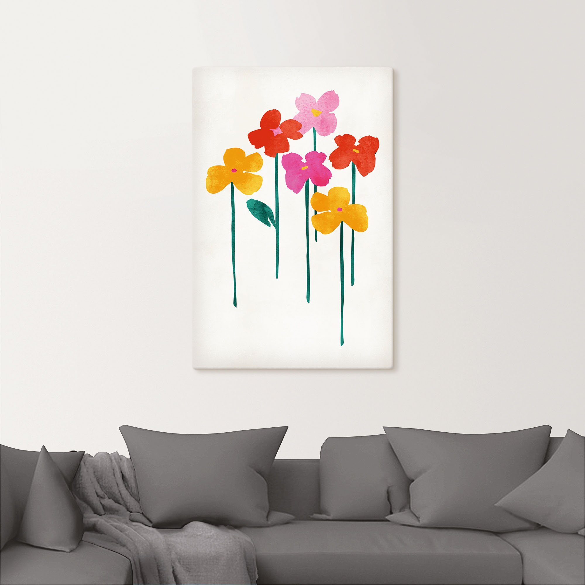 Artland Wandbild Kleine glückliche Blumen, Blumenbilder (1 St), als Leinwandbild, Poster in verschied. Größen