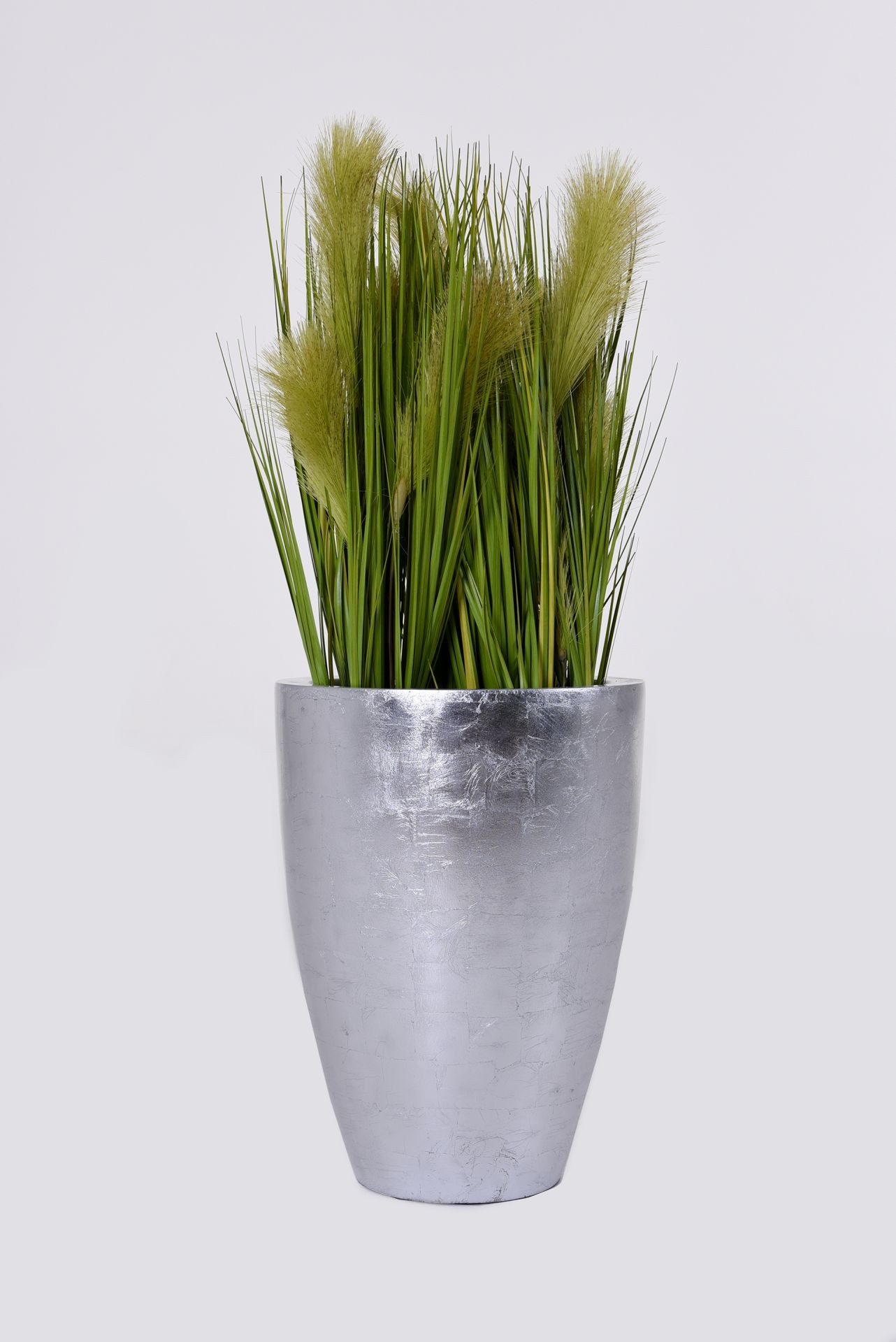 VIVANNO Bodenvase Fiberglas OPALA Rund - Silber Blattoptik Hochglanz (1 St) günstig online kaufen