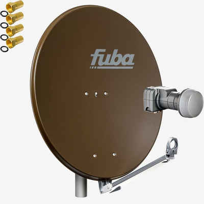 fuba »DAL 802 B + Twin LNB Sat Satelliten Anlage Schüssel DEK 217 2 Teilnehmer Alu Spiegel Braun für 2 Teilnehmer HDTV 4K 3D kompatibel Aluminium« SAT-Antenne