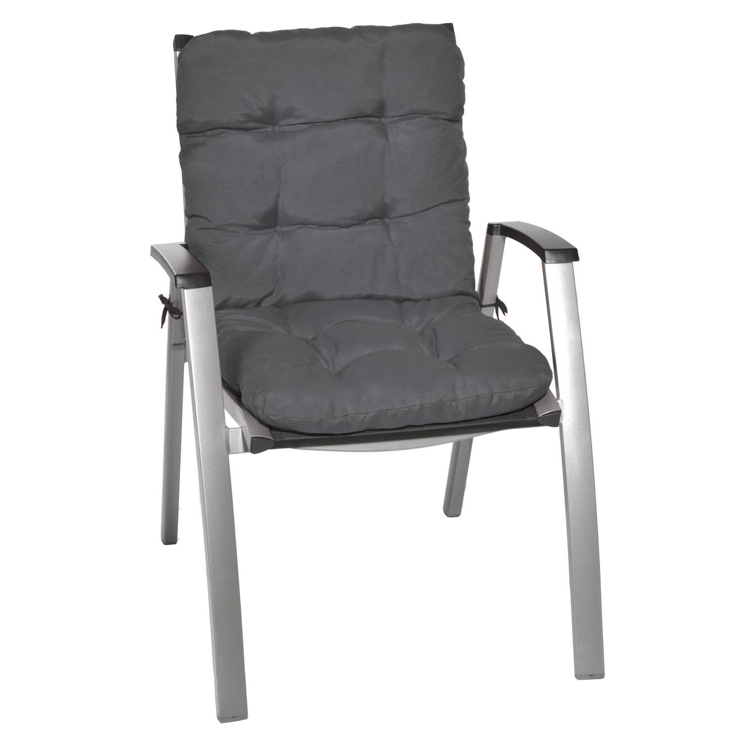 Beautissu Sitzauflage Niedriglehner Auflage Flair NL Sitzkissen, 100x50x8cm, Graphitgrau, Sitzkissen Niederlehner, Sitzpolster Gartenstuhl & Gartenmöbel