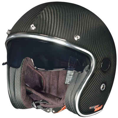 rueger-helmets Motorradhelm RC-591 Carbon Jethelm Motorradhelm Chopper Café Racer Sonnenvisier BobberRC-591 Carbon L
