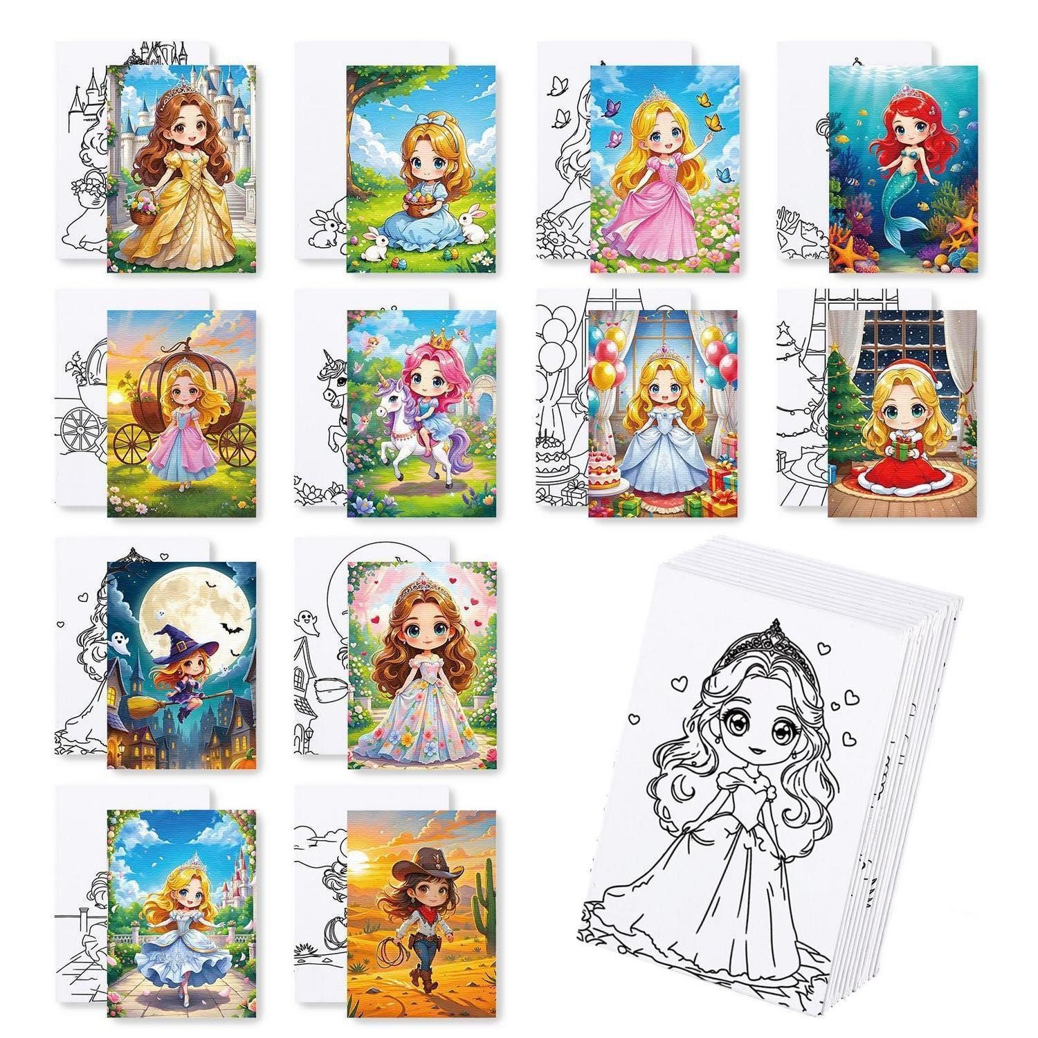 LuxusKollektion Kreativset Malvorlagen Leinwand Prinzessin 12er Set 13x18cm