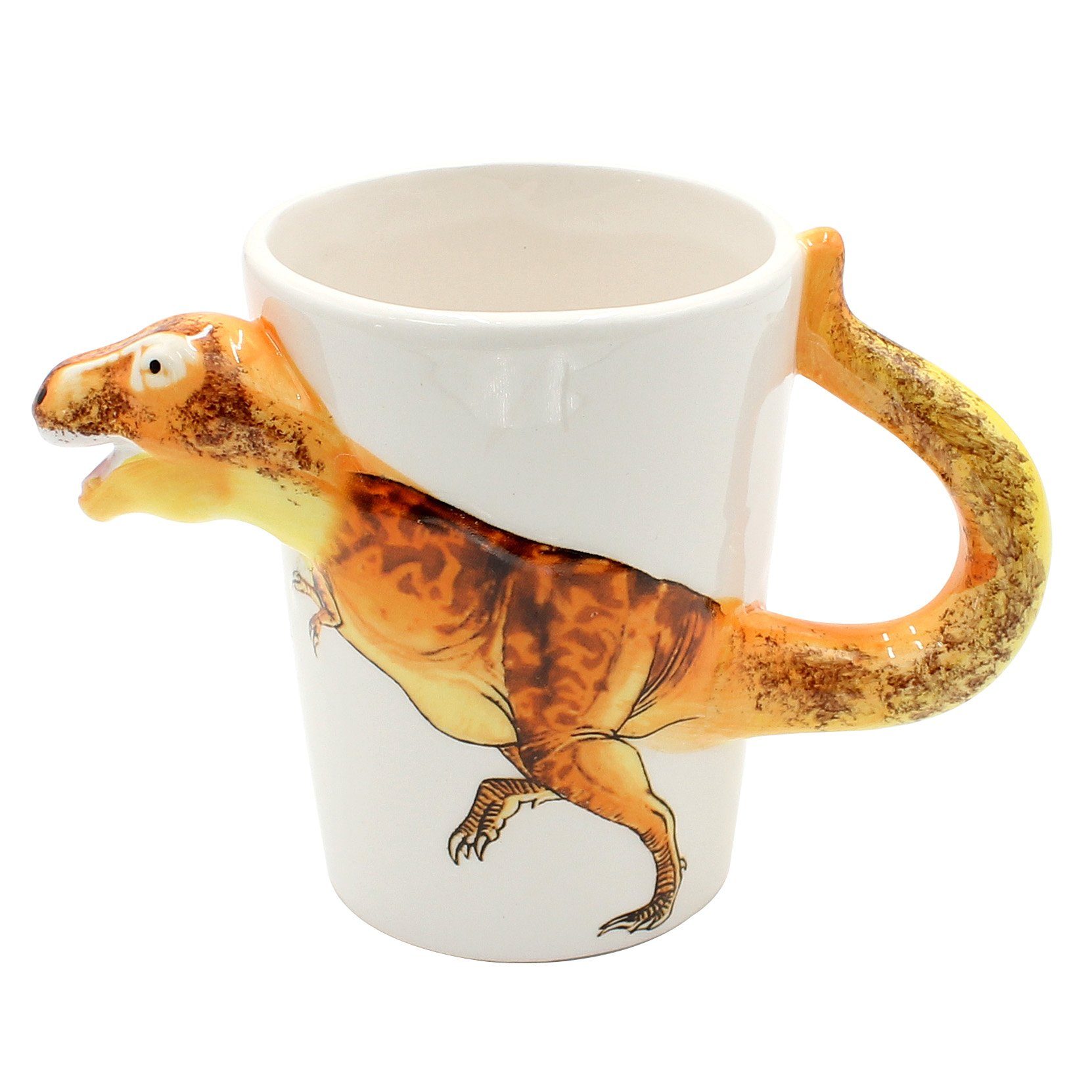 Kaffeebecher versch. braun Tasse Kaffeetasse mit Dino Motive, Keramik Dekohelden24 Porzellan aus