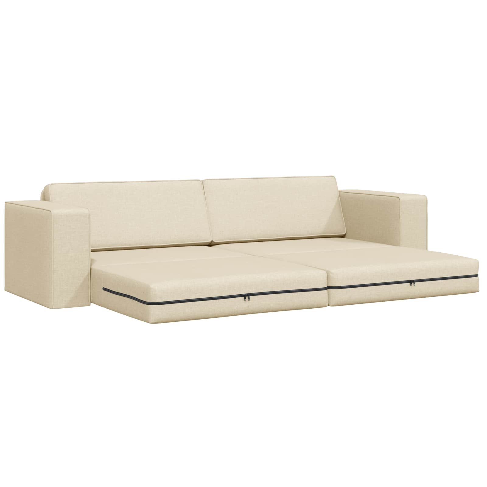 vidaXL Sofa Schlafsofa Creme 245 x 78 x 77 cm Stoff, 1 Teile – Bild 4 von 5