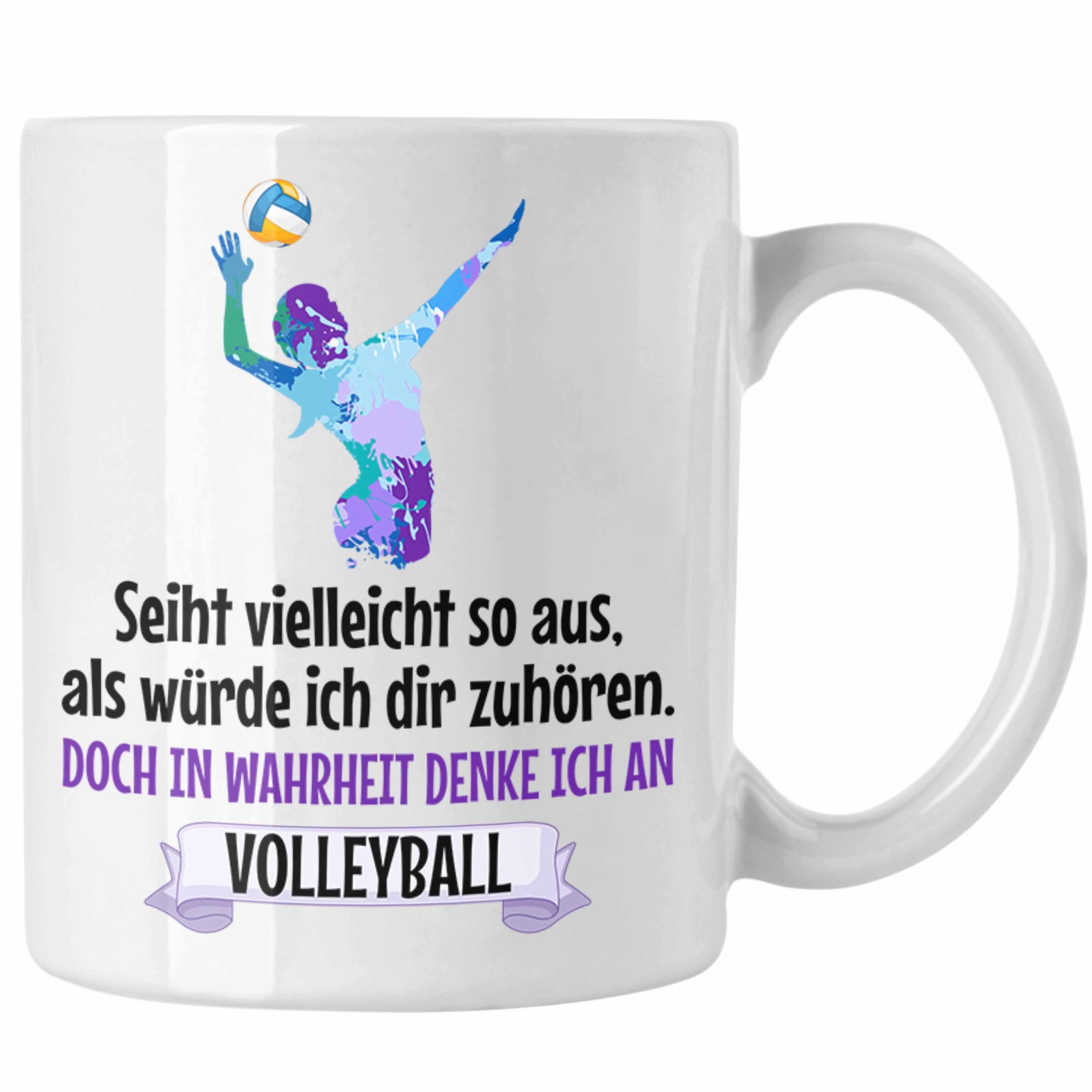 Trendation Tasse Trendation - Volleyball Volleyball-Spieler Herren Geschenk Mädchen Spielerin Tasse Zubehör Coach Kaffee Weiss